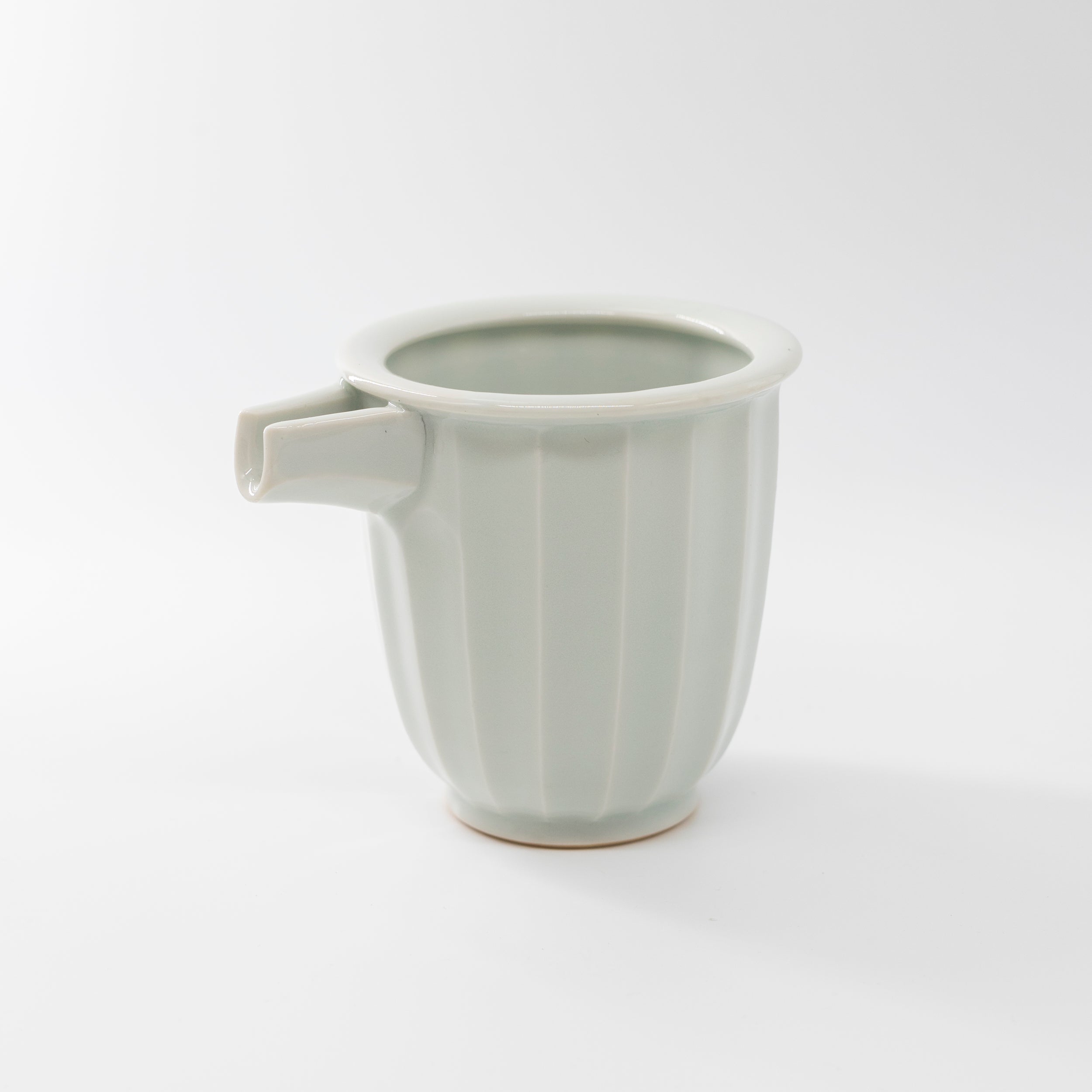 White porcelain ridged sake cup