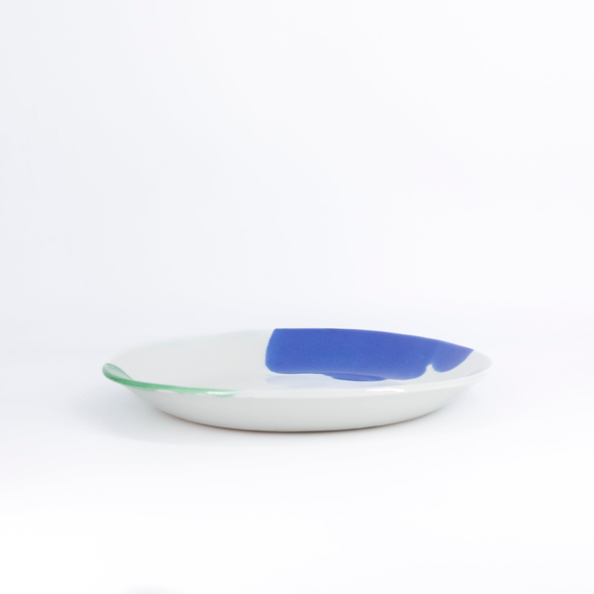 二色流し丸皿:Blue&Green