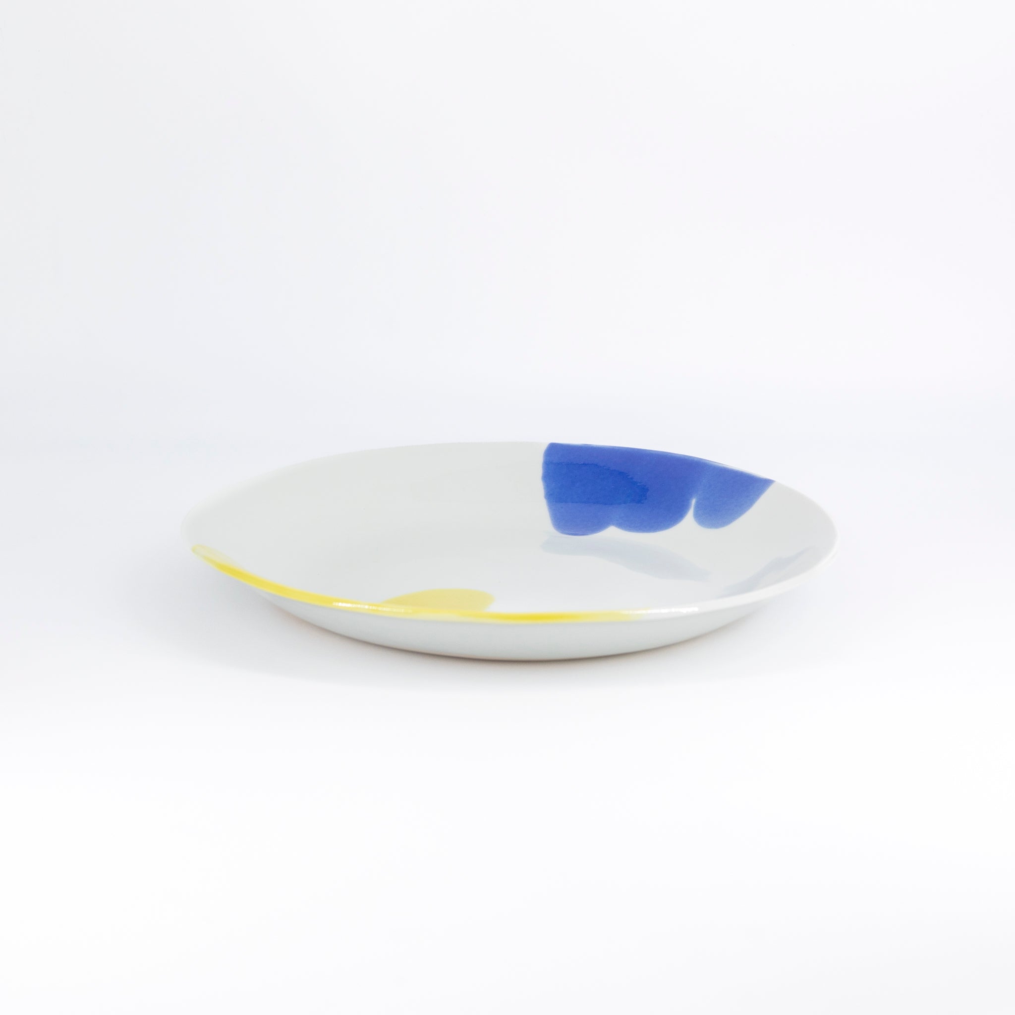 二色流し丸皿:Blue&Yellow