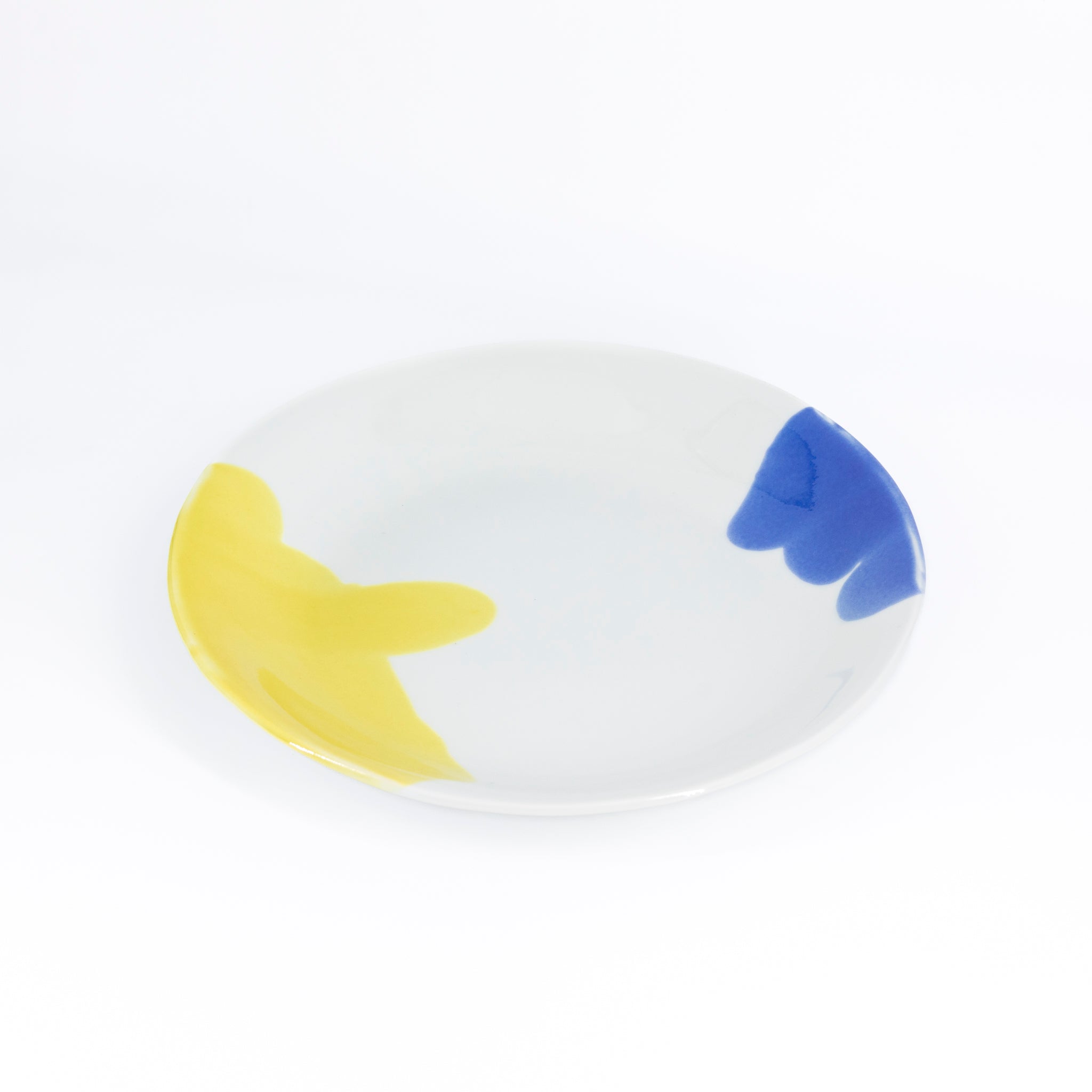 二色流し丸皿:Blue&Yellow