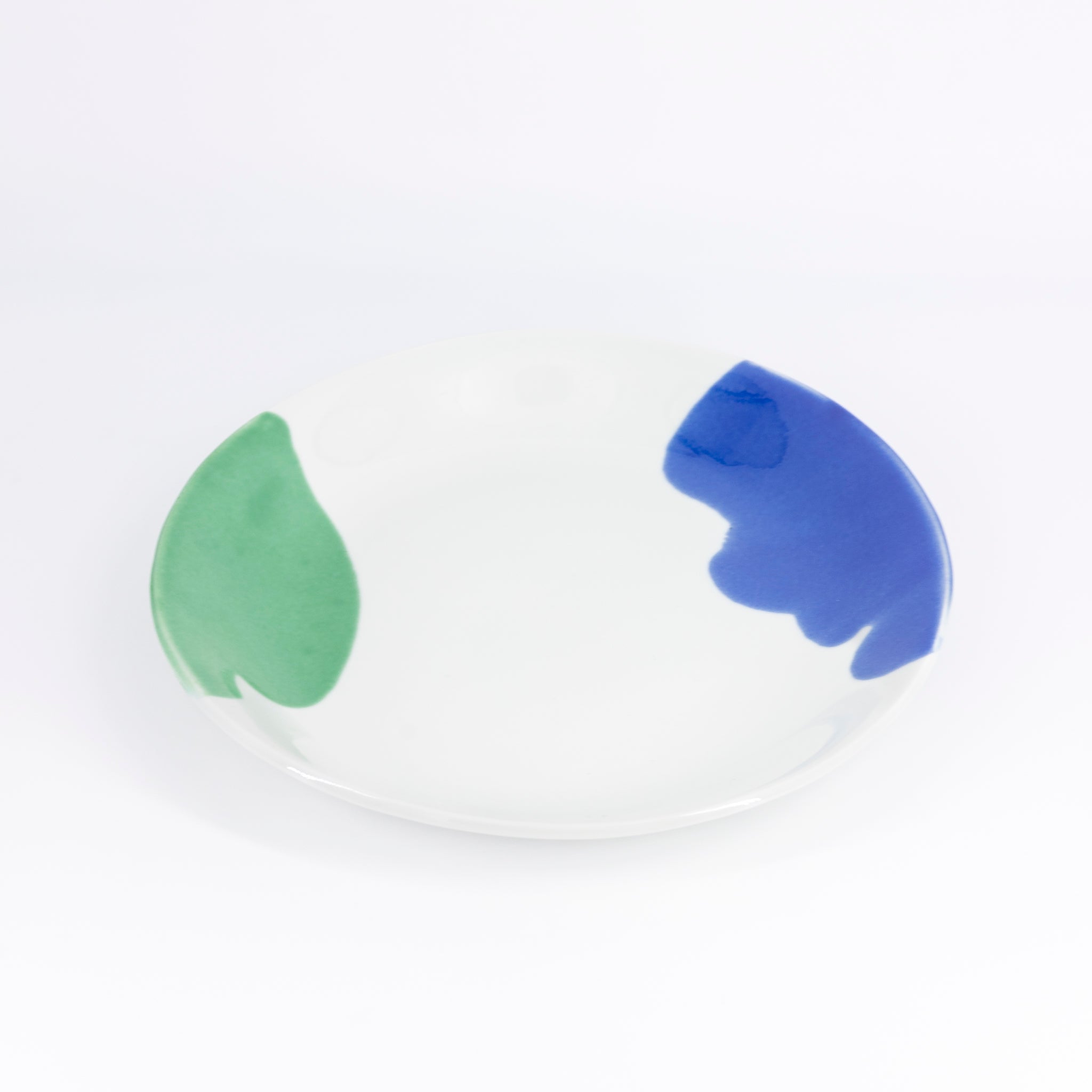 二色流し丸皿:Blue&Green