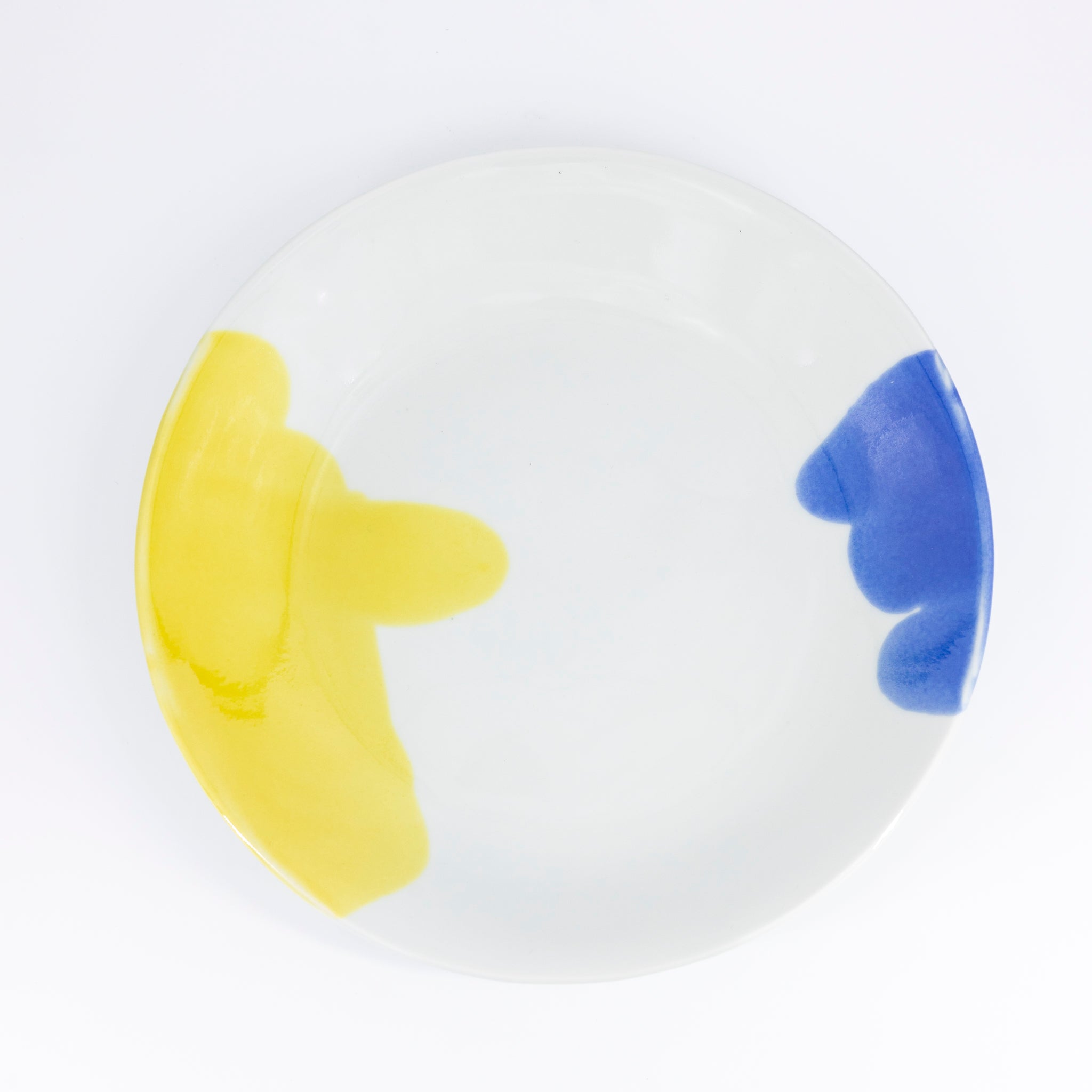 二色流し丸皿:Blue&Yellow