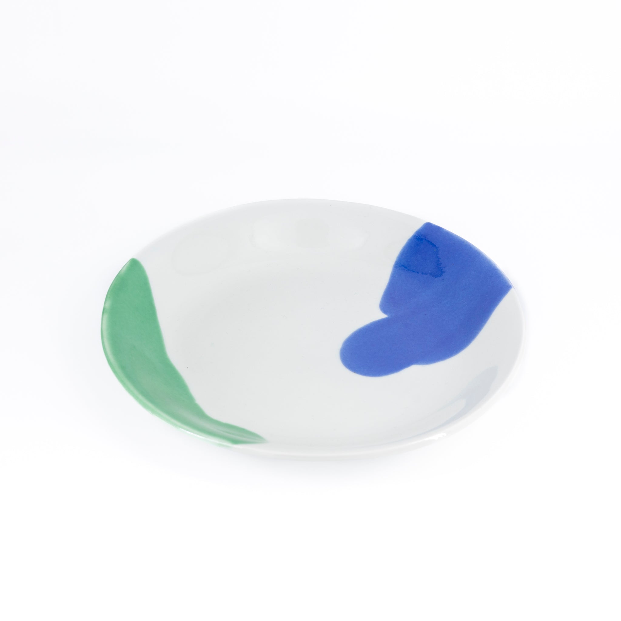 二色流し丸皿:Blue&Green