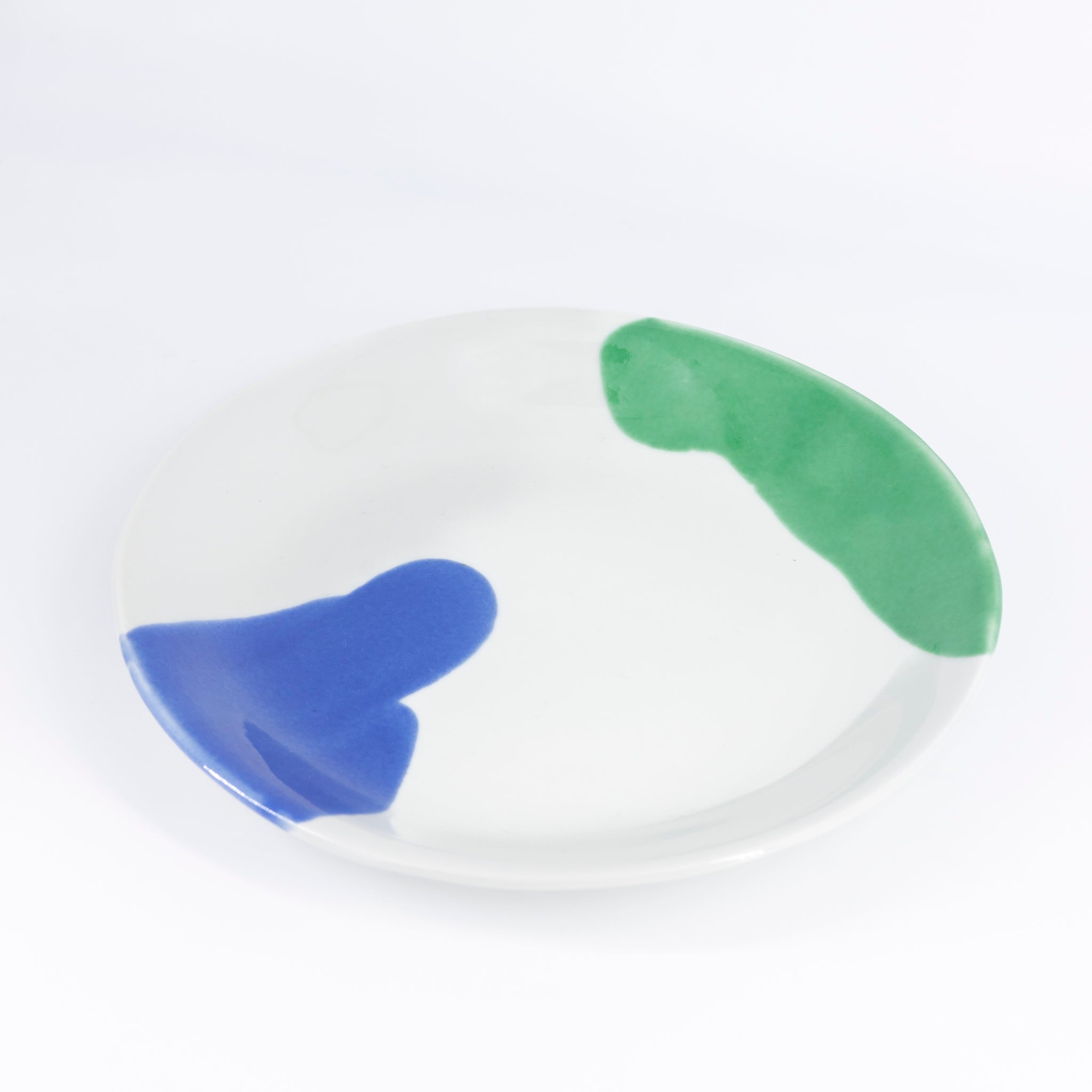 二色流し丸皿:Blue&Green