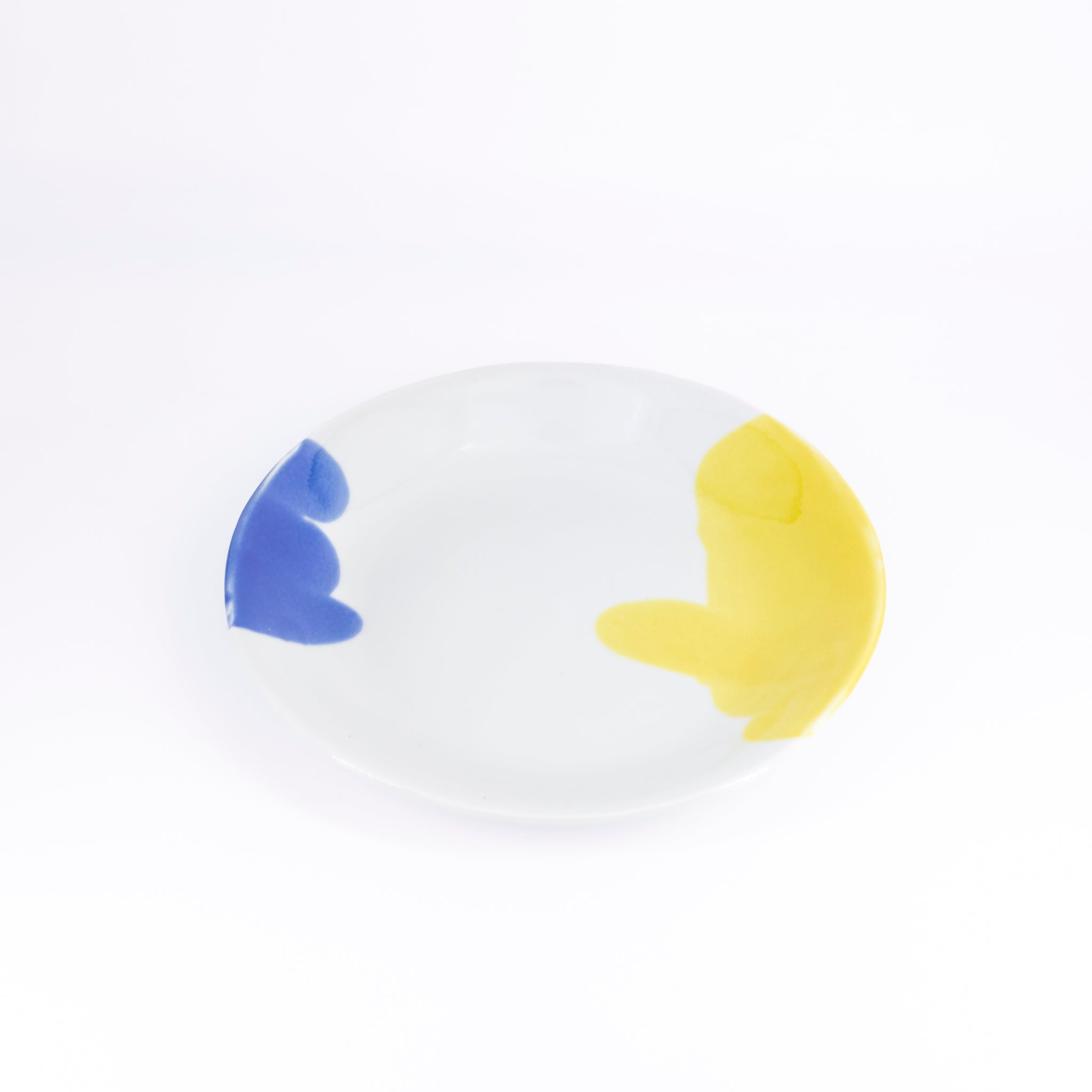 二色流し丸皿:Blue&Yellow