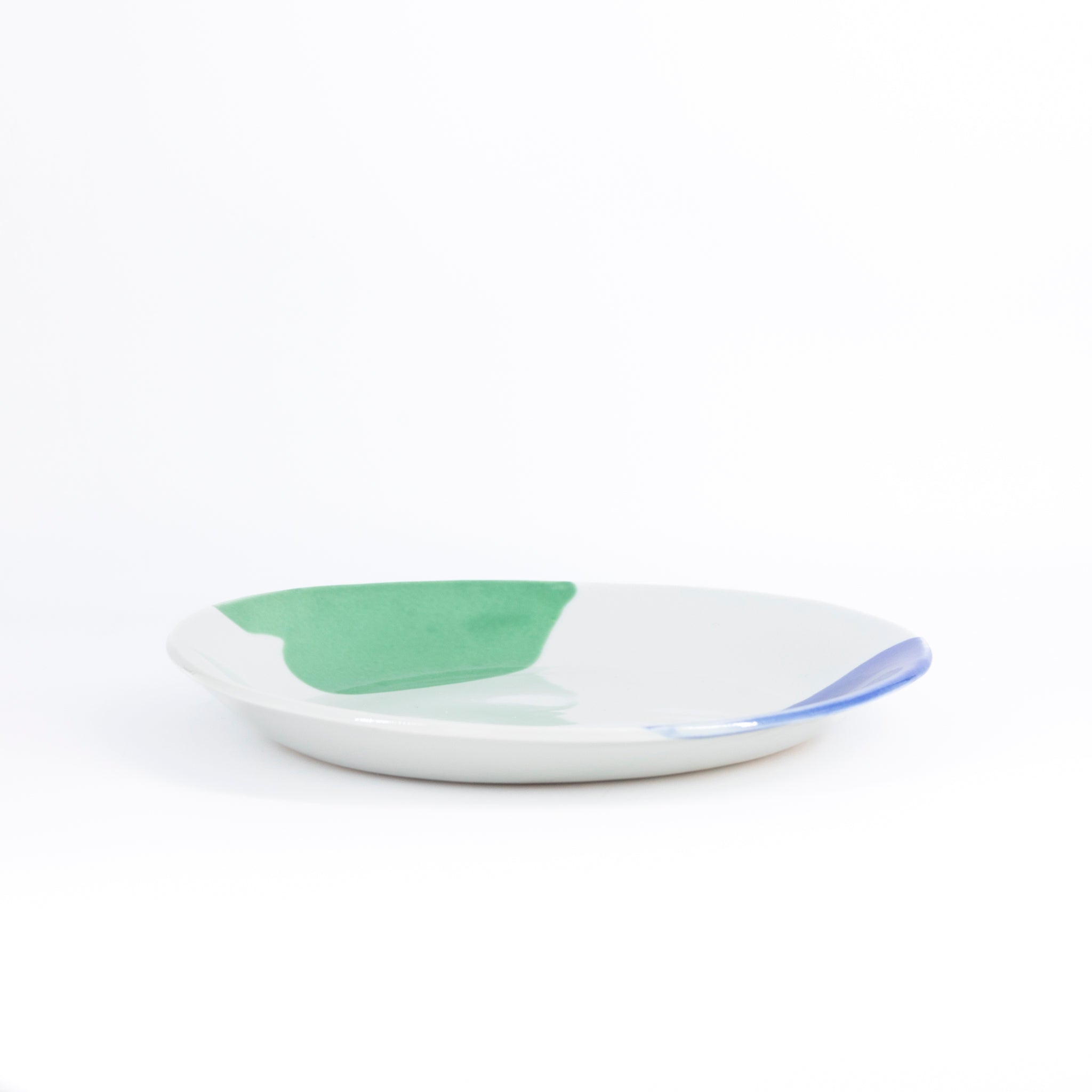二色流し丸皿:Blue&Green