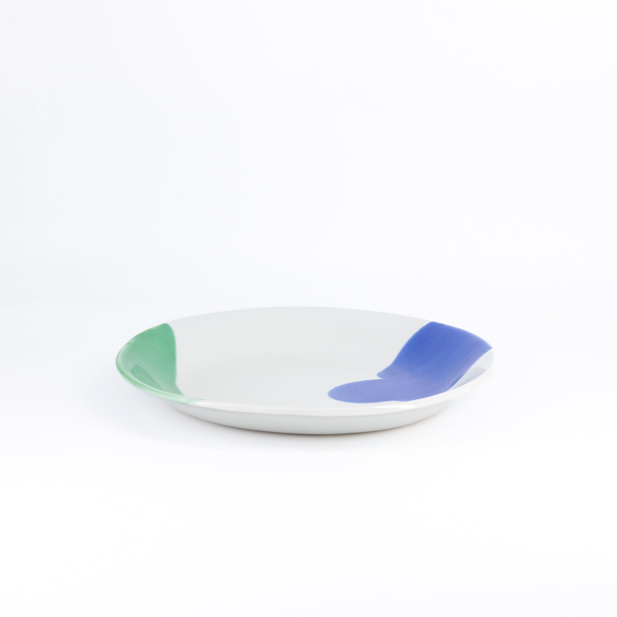 二色流し丸皿:Blue&Green