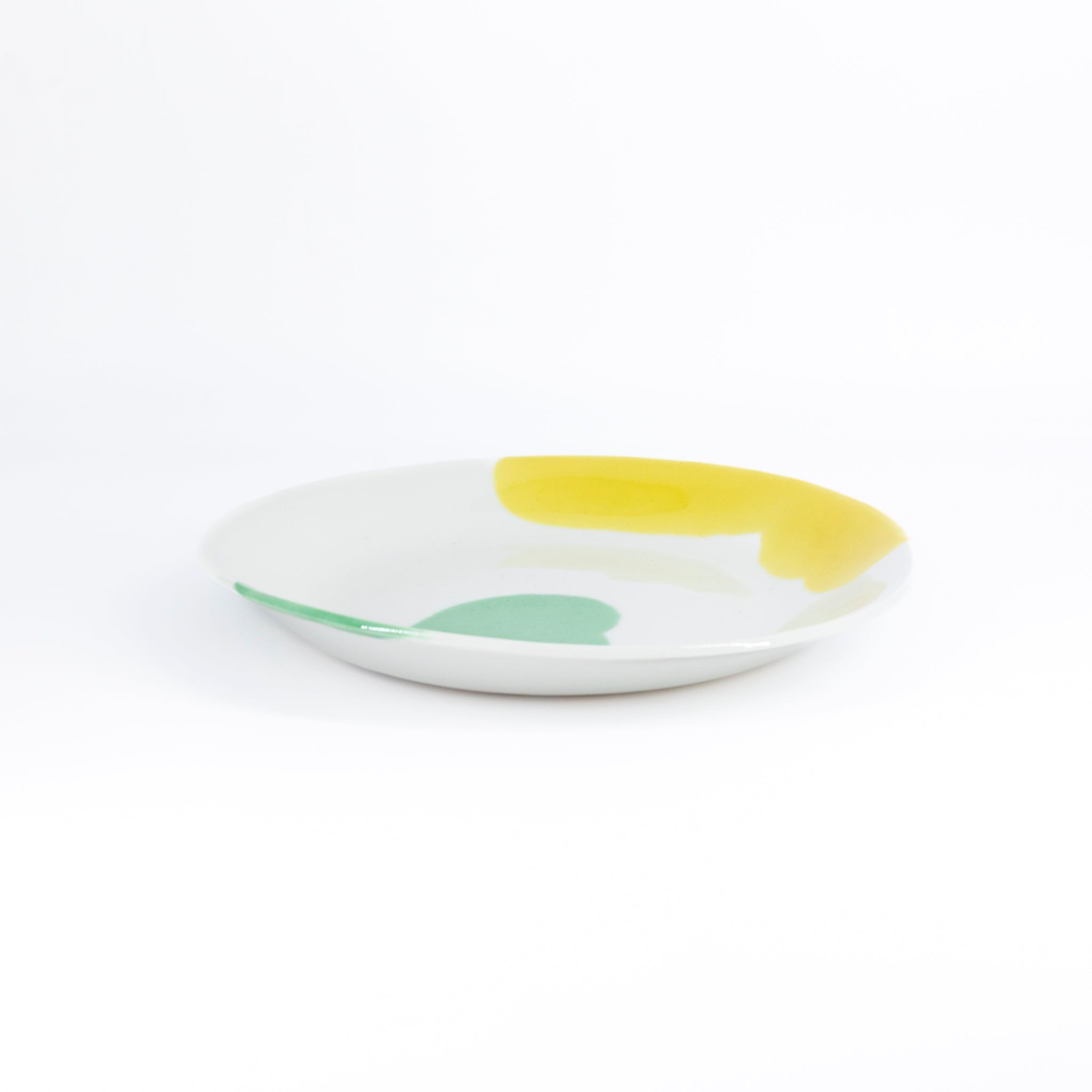 二色流し丸皿:Yellow&Green