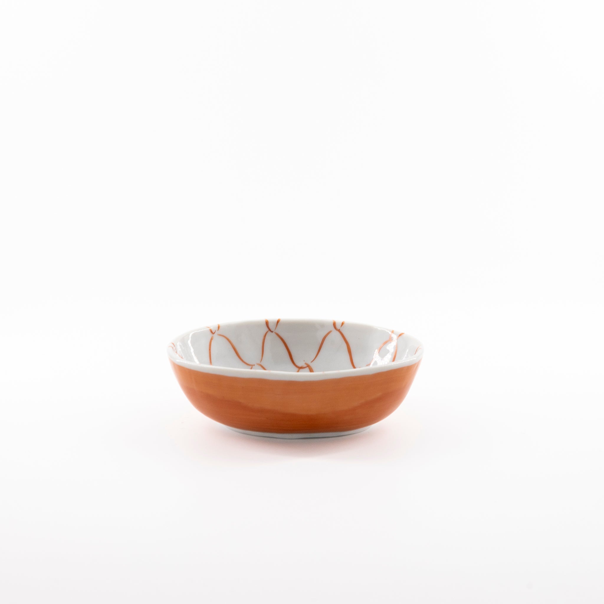 Red-painted mesh oval small bowl