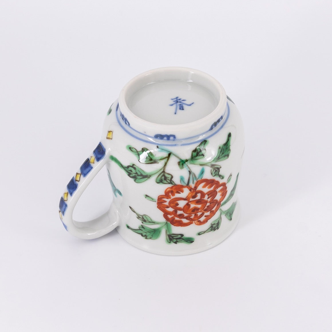色絵染附 草花文マグカップ