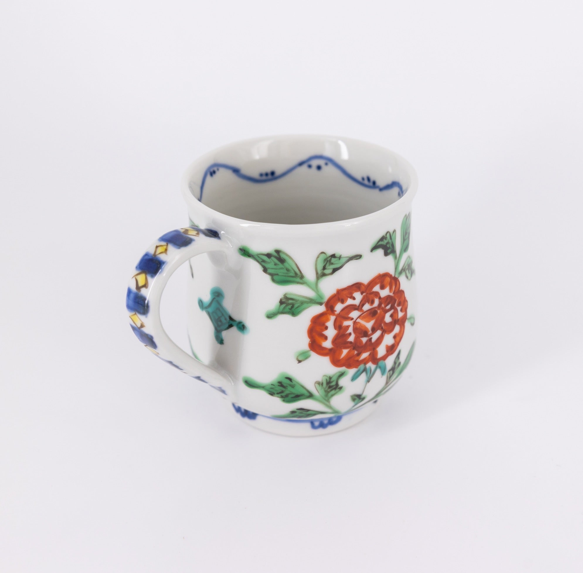色絵染附 草花文マグカップ