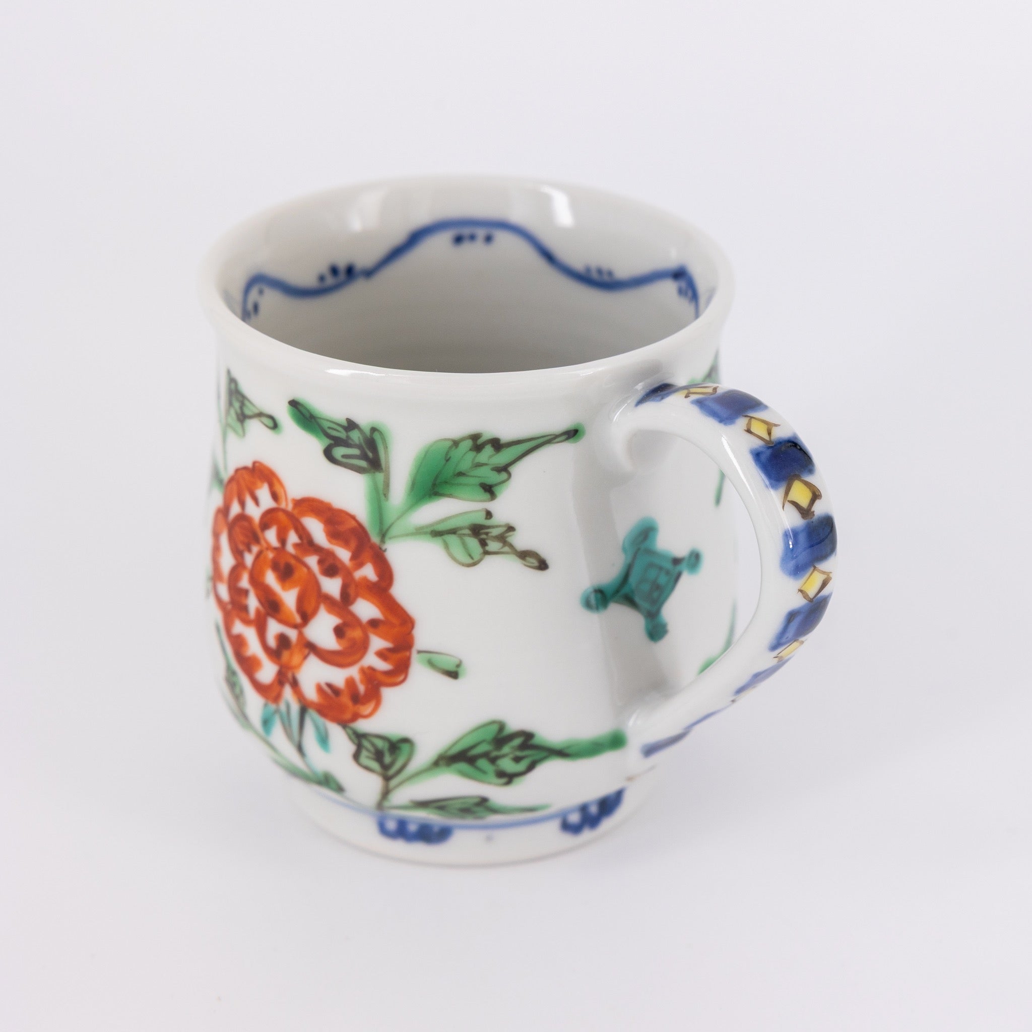 色絵染附 草花文マグカップ