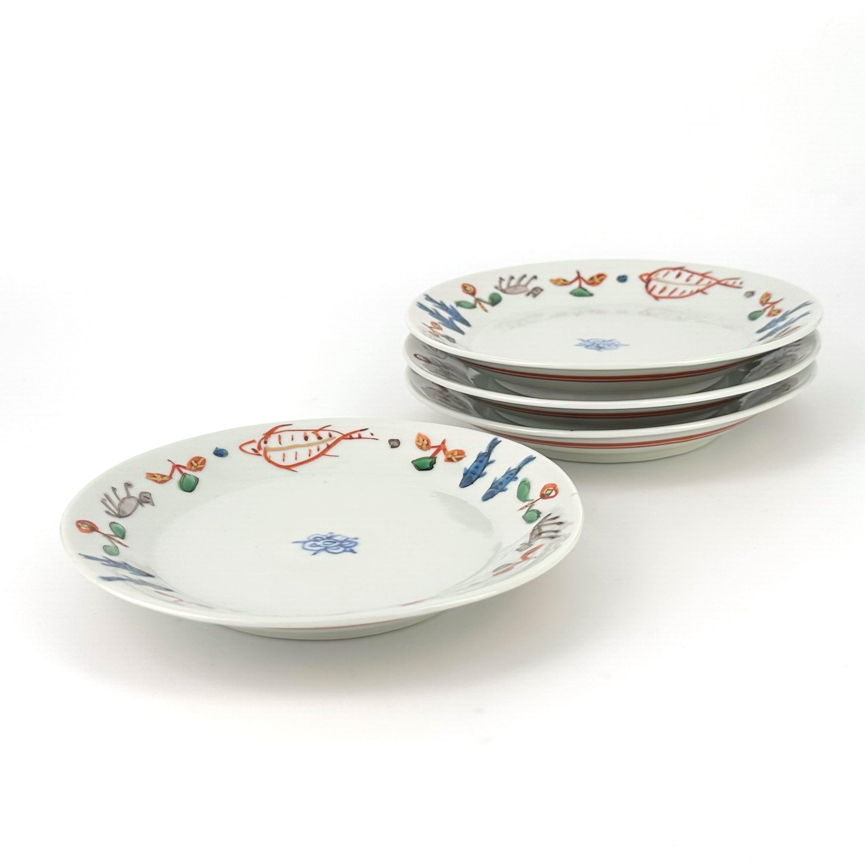 色絵染附 カンタ文5寸皿