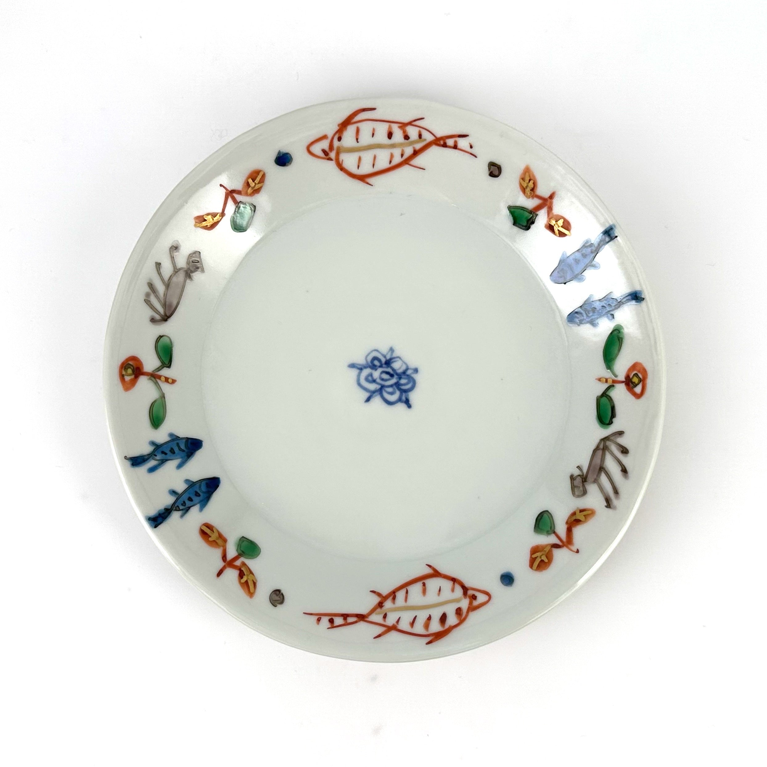 色絵染附 カンタ文5寸皿