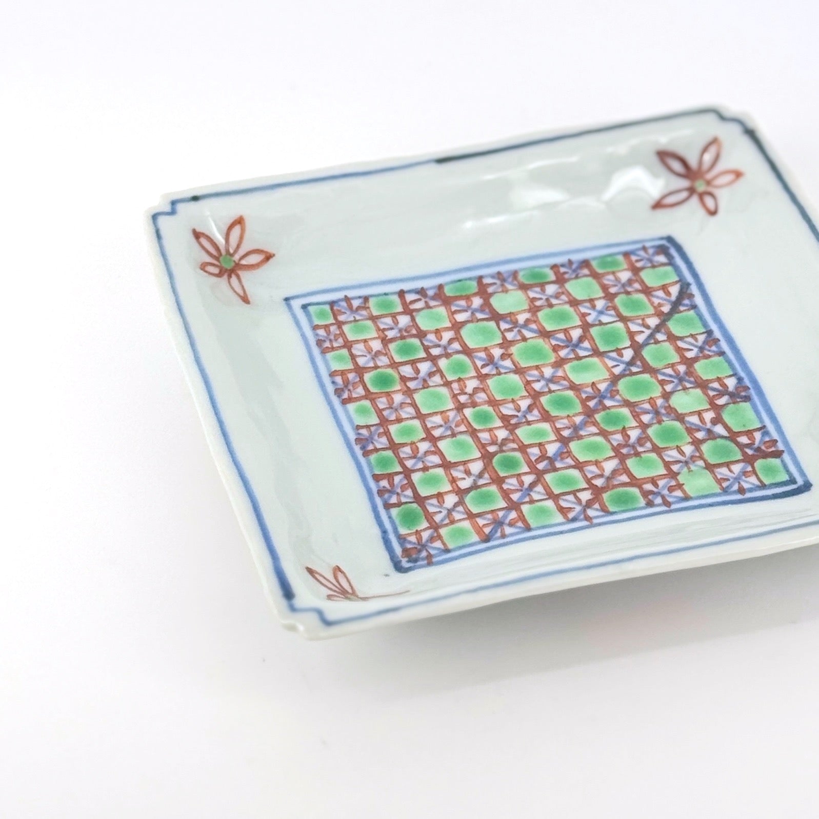 色絵更紗文四方皿