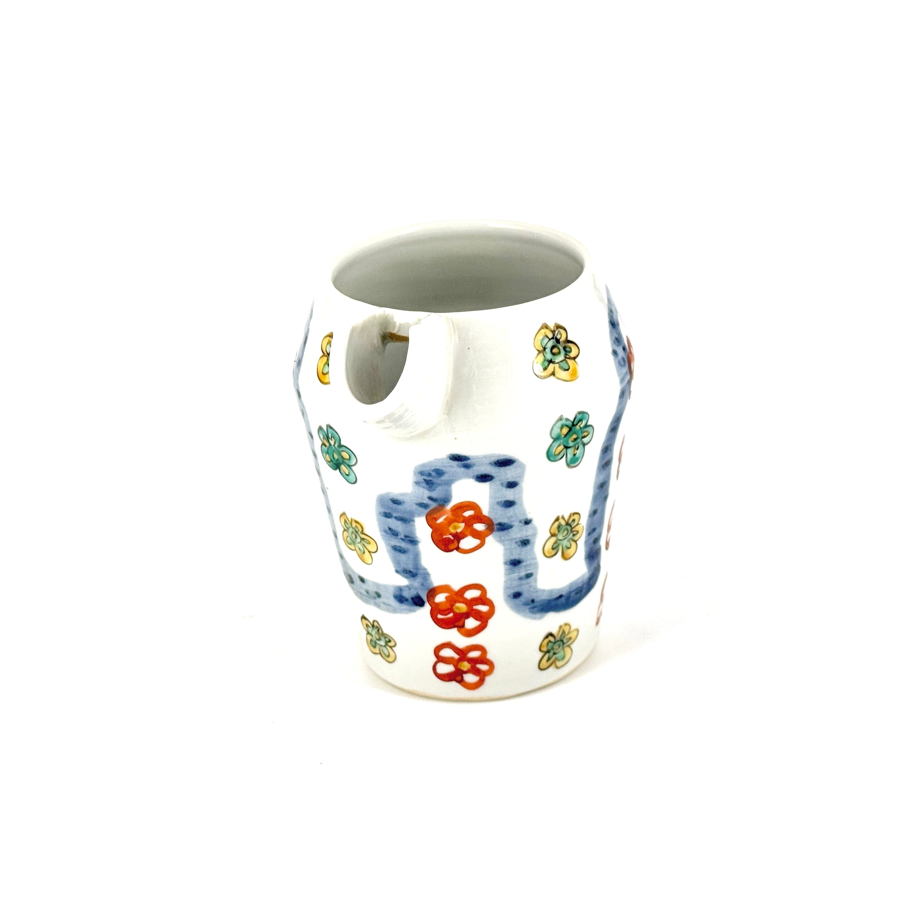 色絵染附片口A (花)