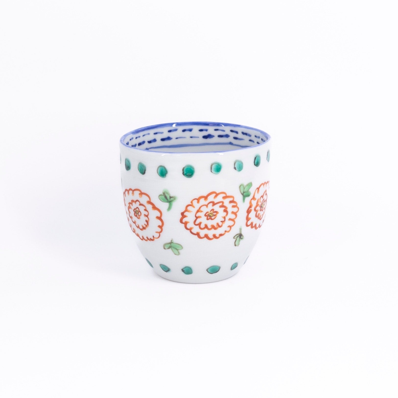 正木春蔵作の陶磁器「色絵染附花丸文楕円筒向附」