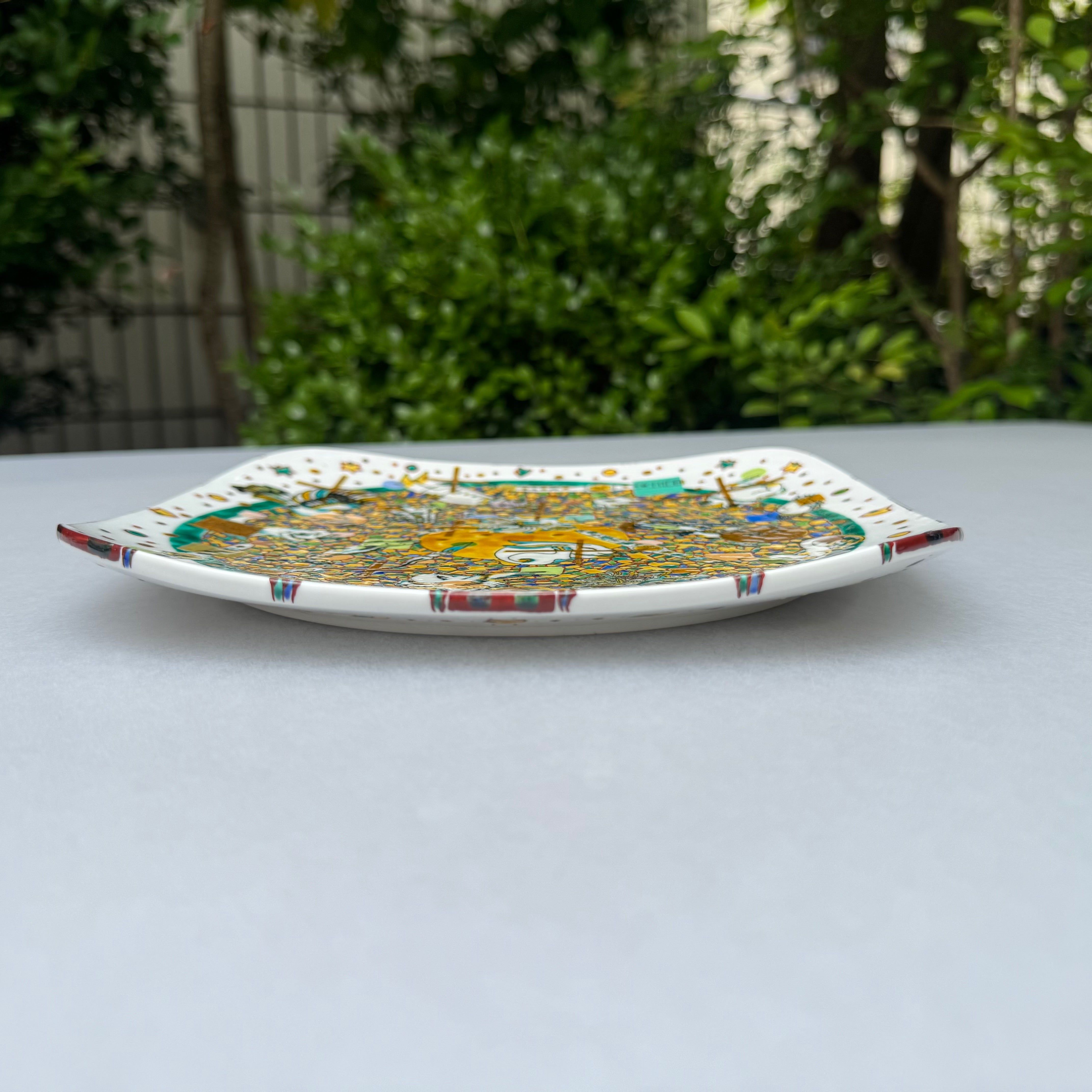 23_色絵金彩コラージュ四角皿
