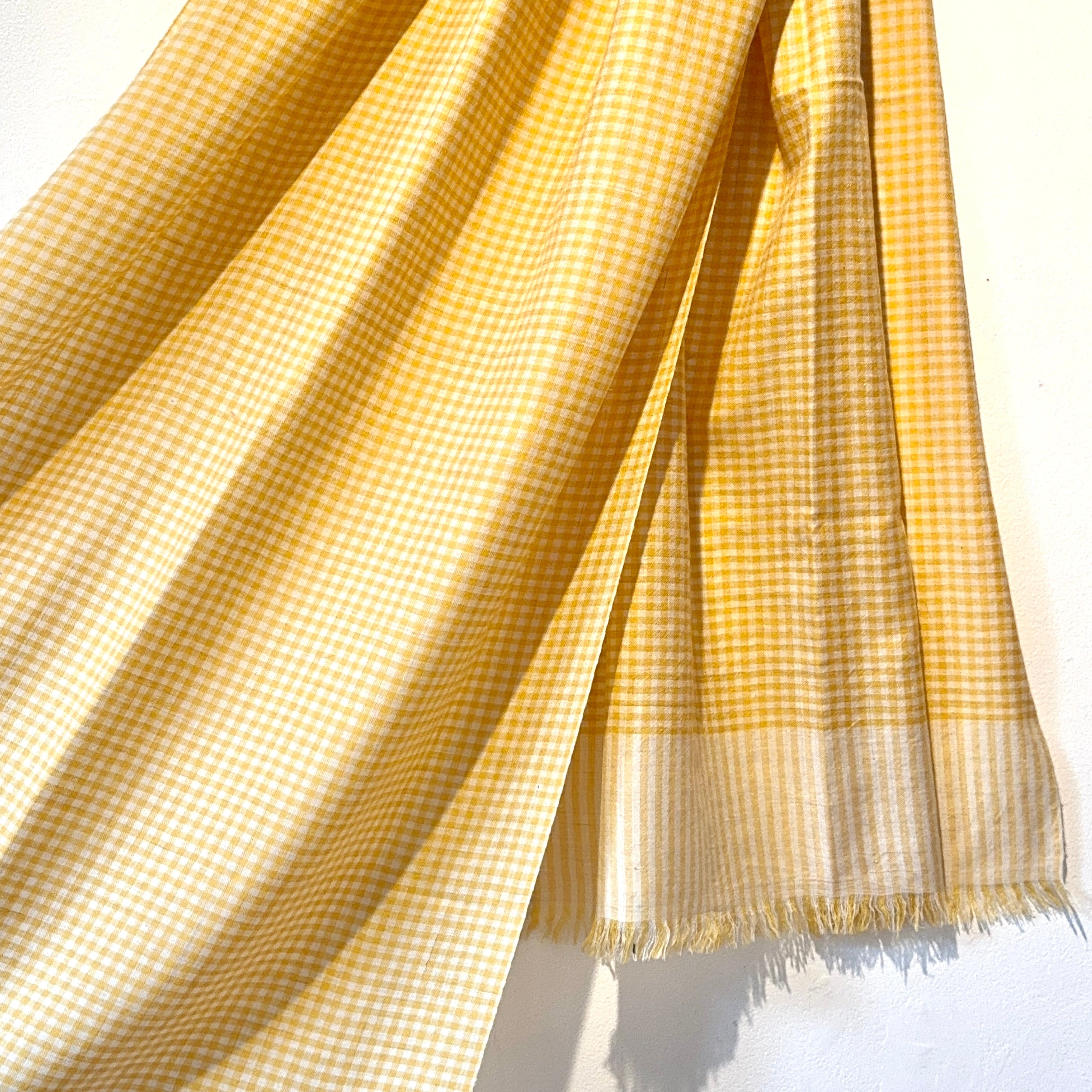 Elias Yellow Pashmina Stole in Yarn-Dyed Check