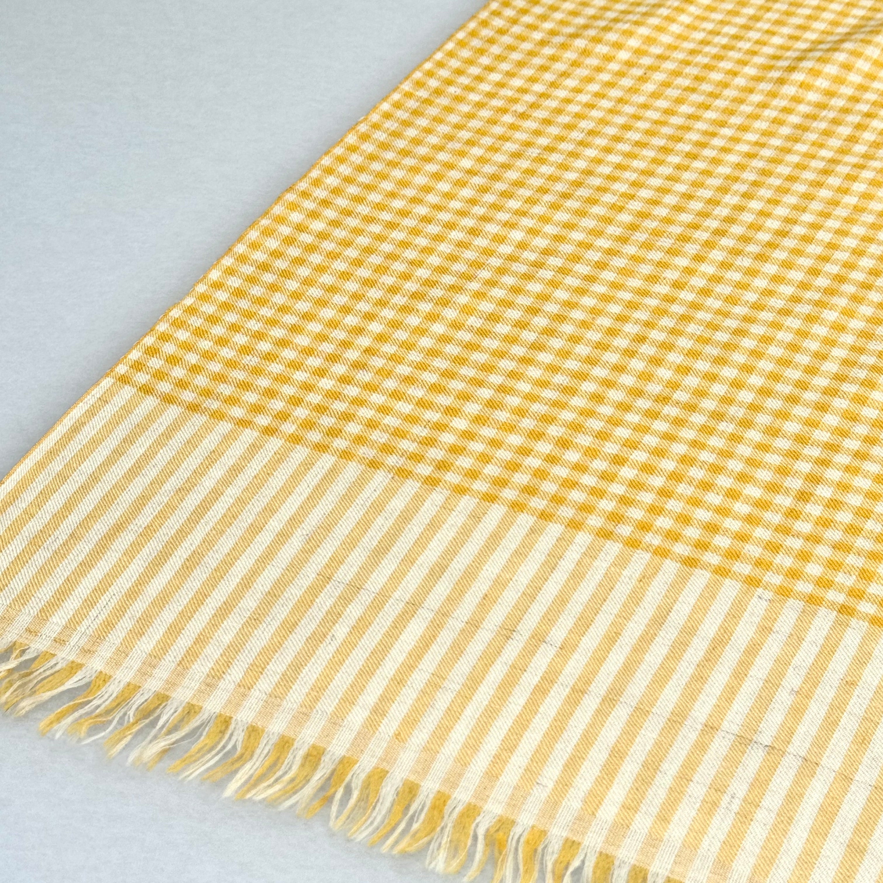 Elias Yellow Pashmina Stole in Yarn-Dyed Check