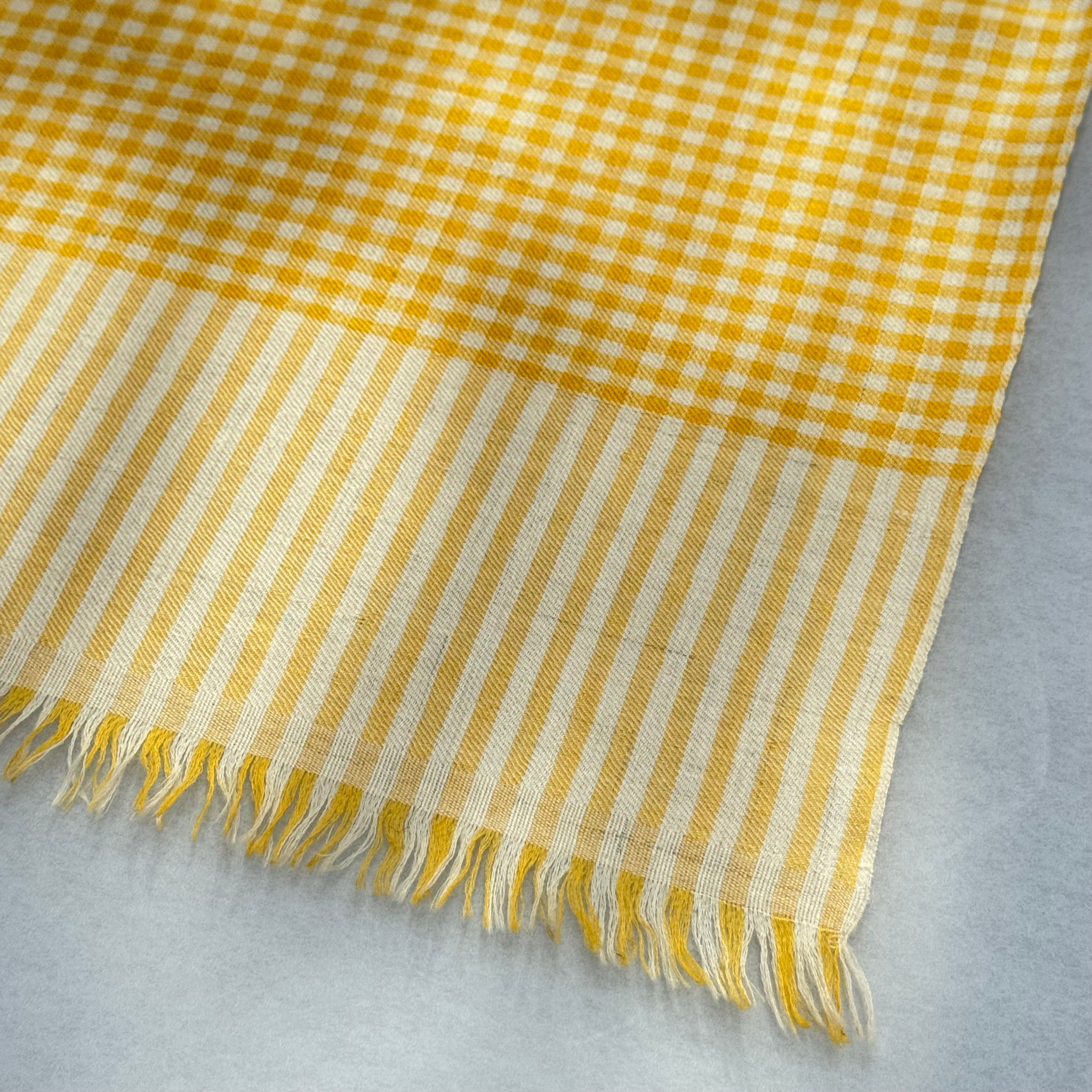 Elias Yellow Pashmina Stole in Yarn-Dyed Check