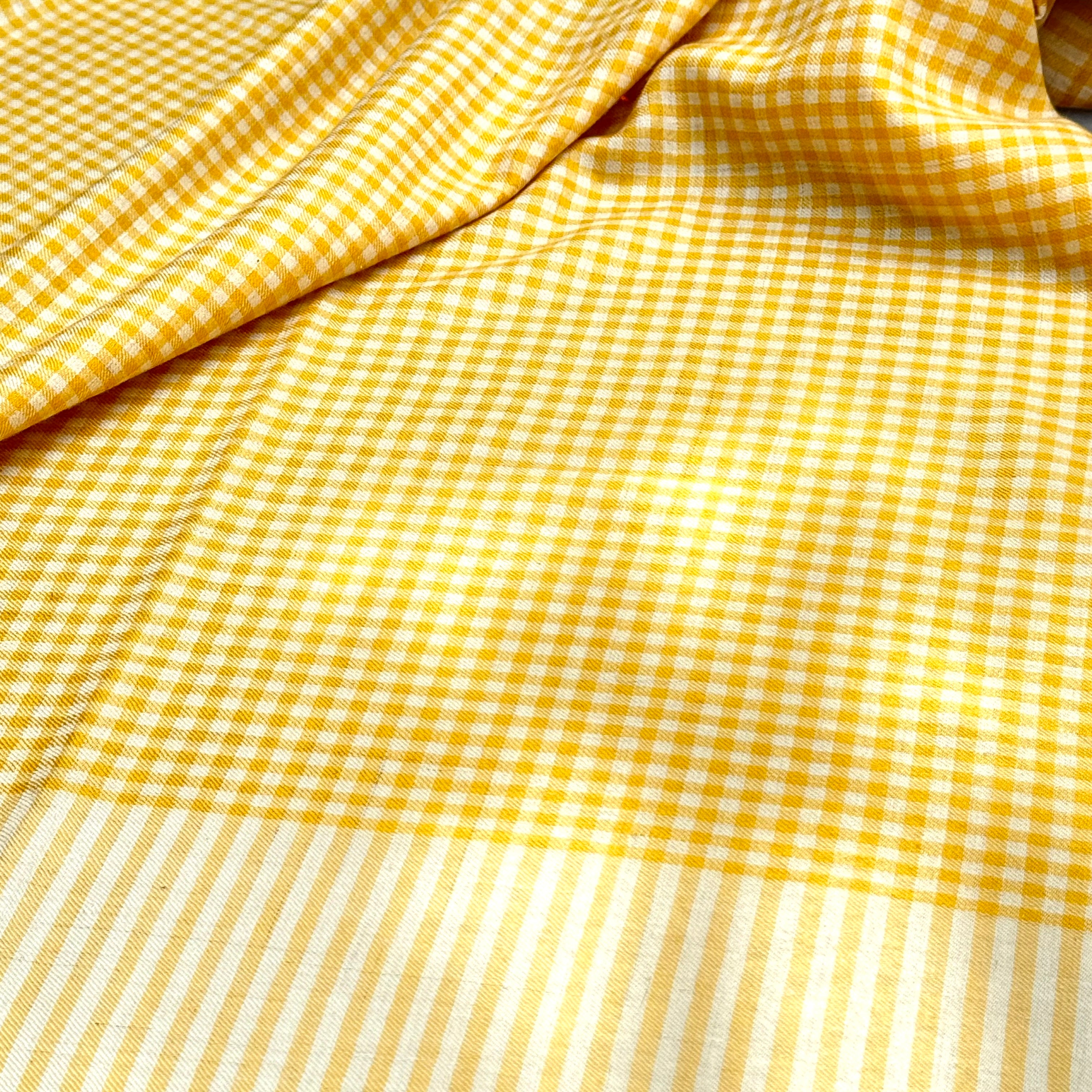 Elias Yellow Pashmina Stole in Yarn-Dyed Check
