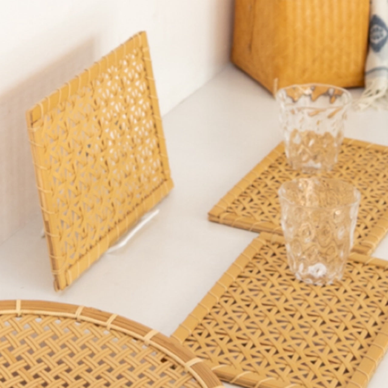 よつ目崩し編みティートレー(角)