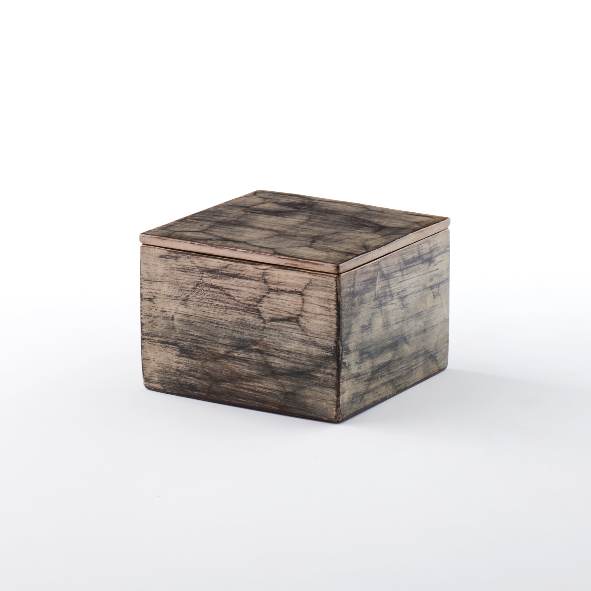 Hand-carved small box with silver finish