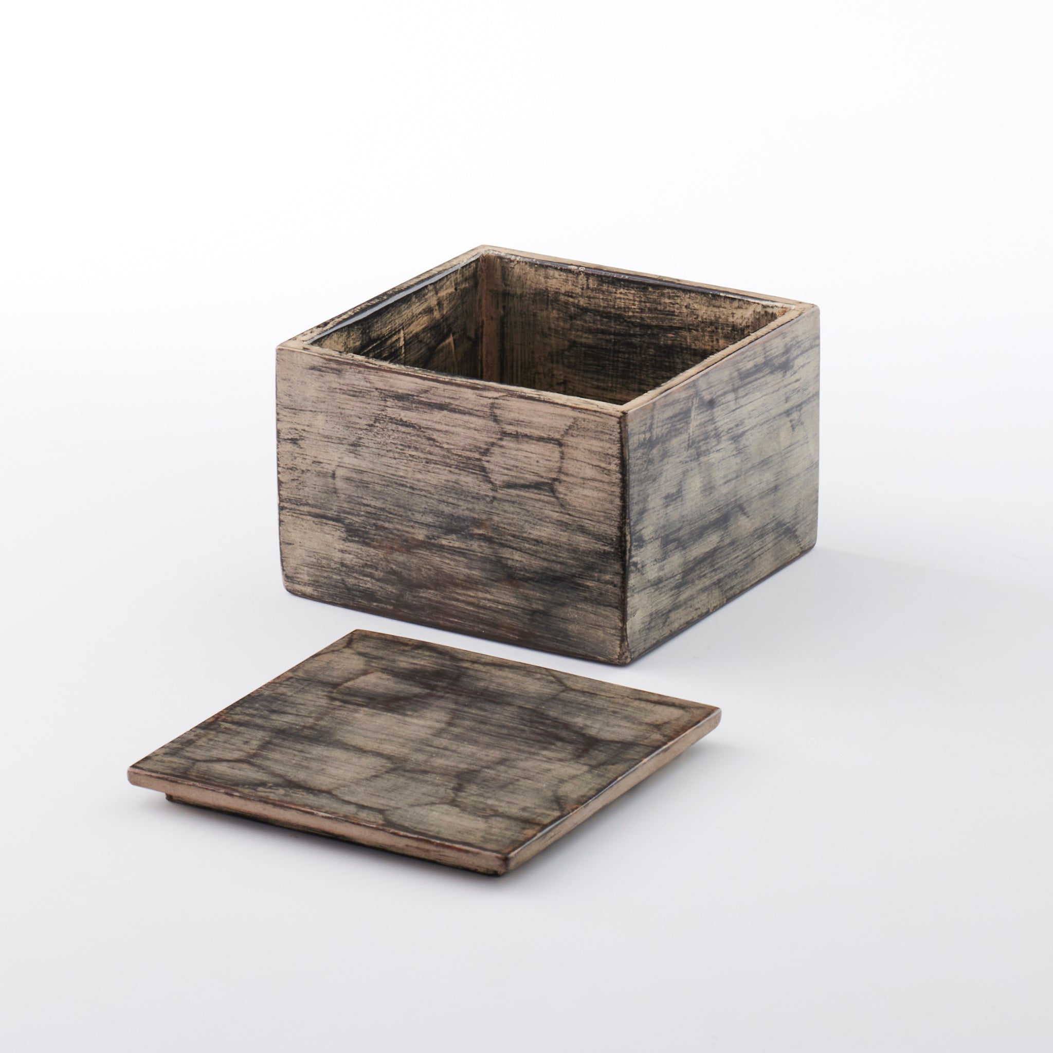 Hand-carved small box with silver finish