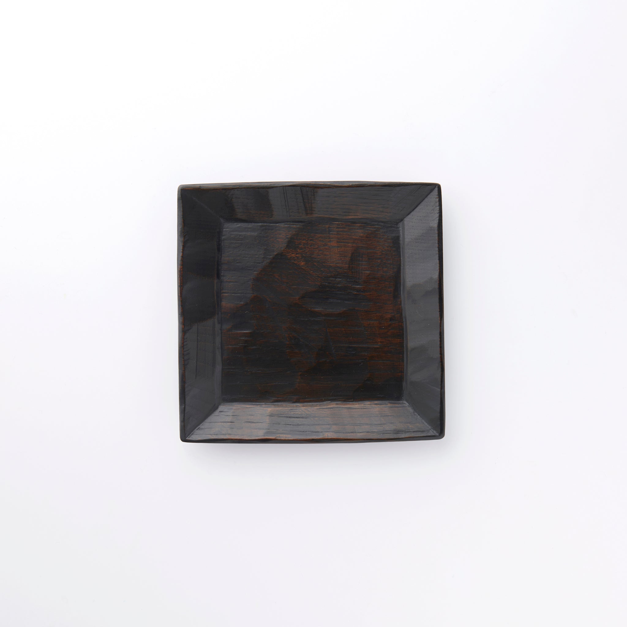 Hand-carved square plate, 5 inches