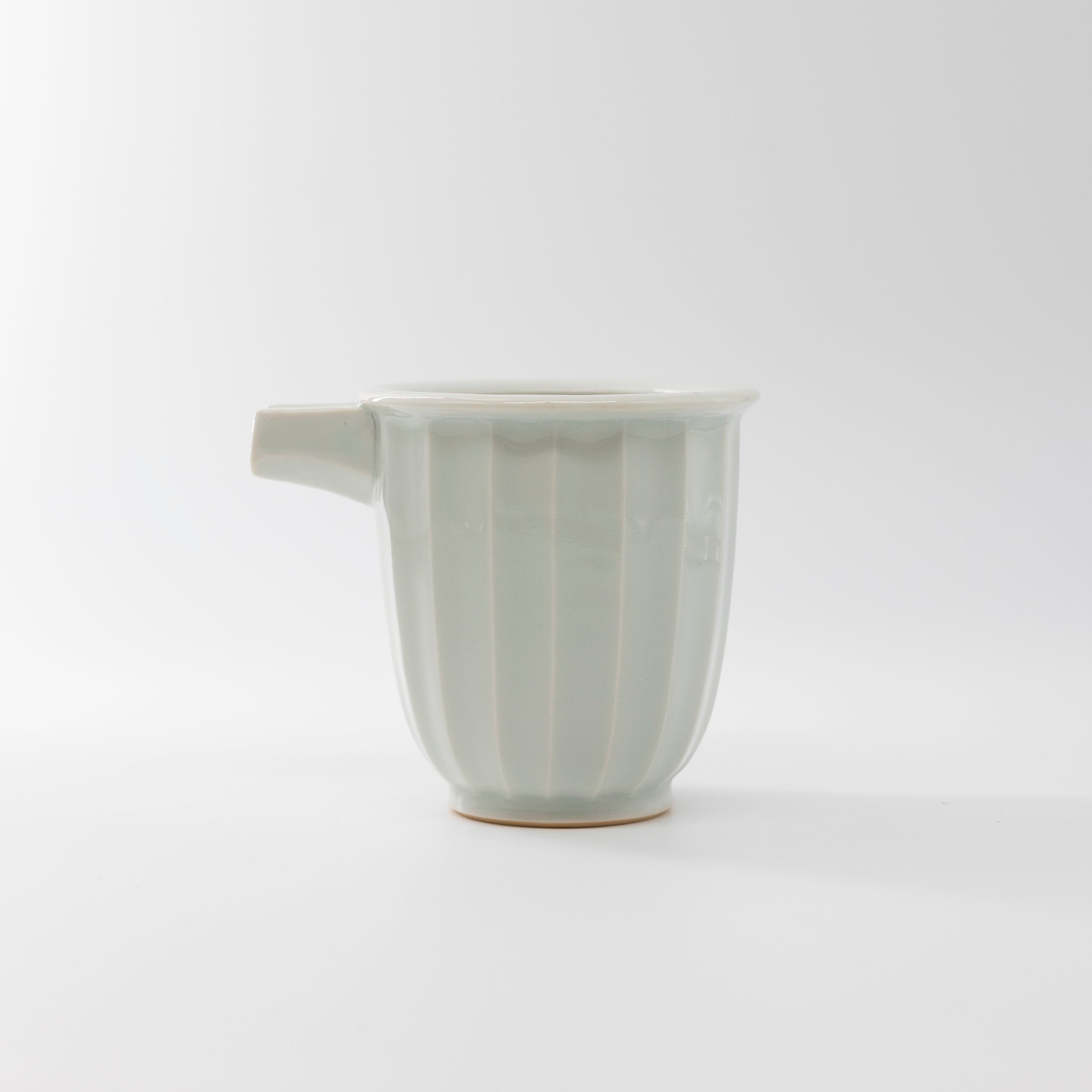 White porcelain ridged sake cup