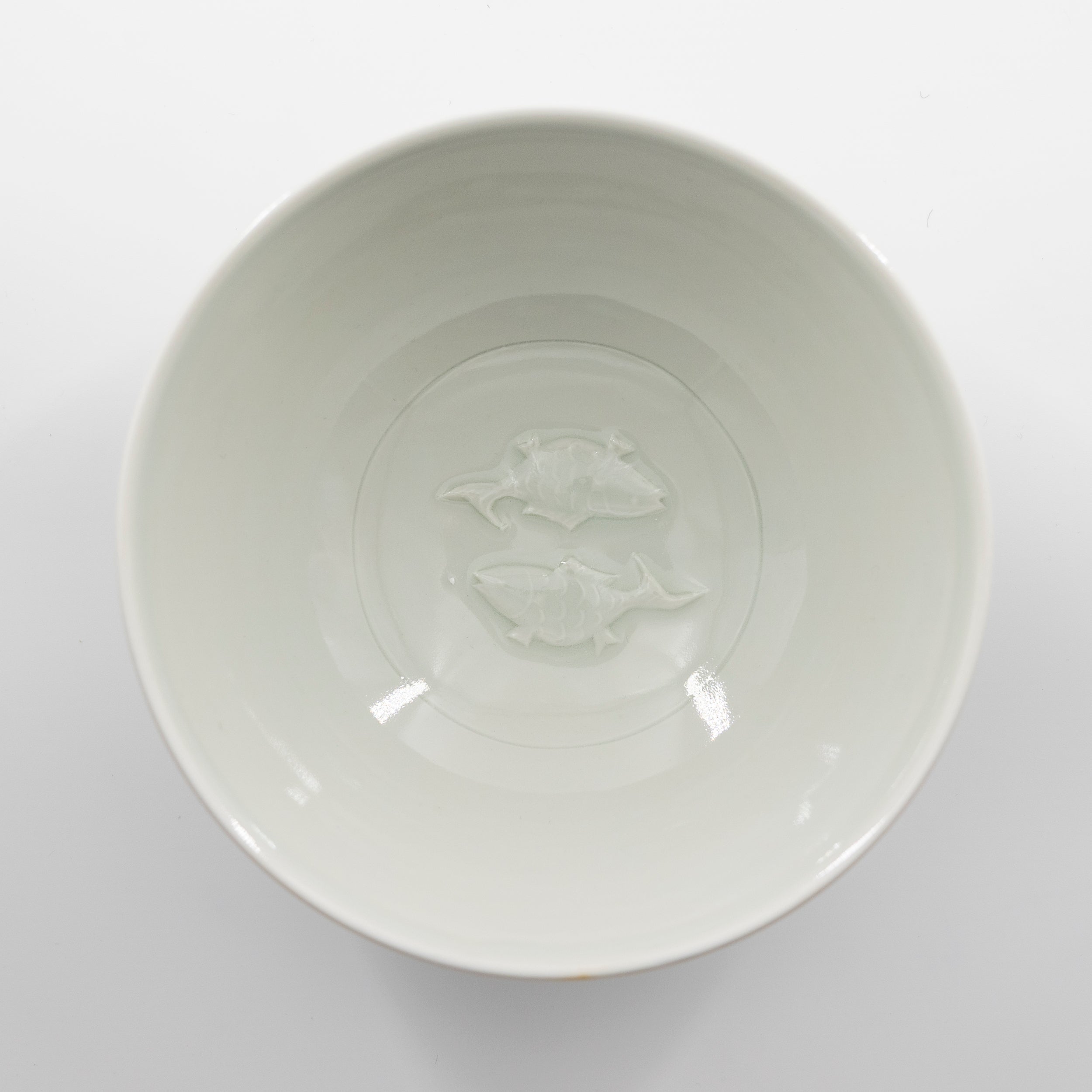 White porcelain double fish bowl