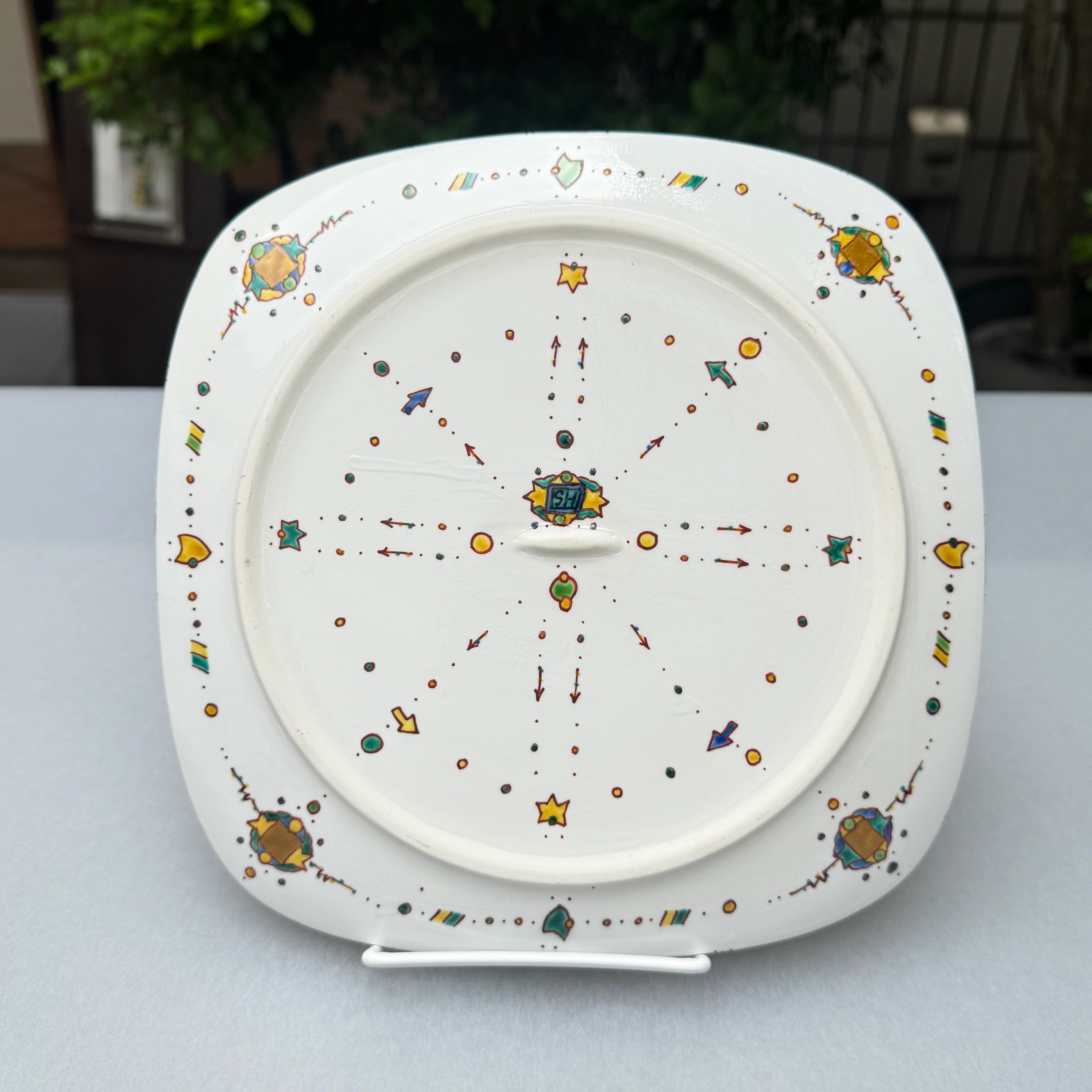 23_色絵金彩コラージュ四角皿