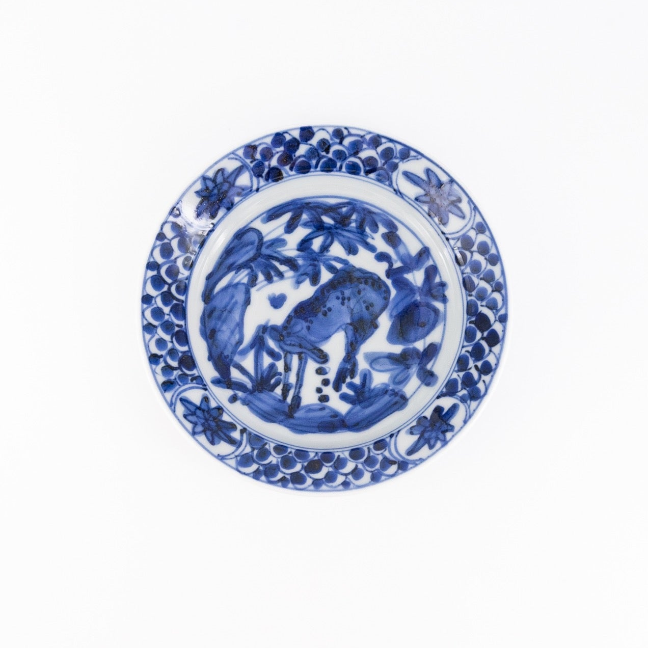 子鹿文青海波皿（５寸）