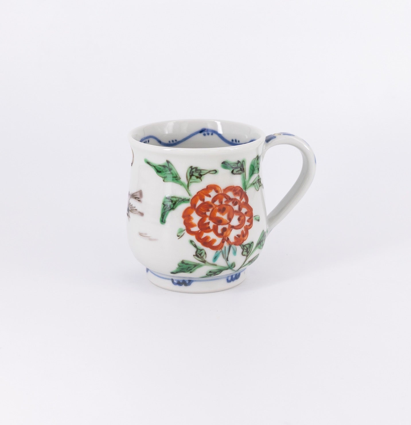色絵染附 草花文マグカップ