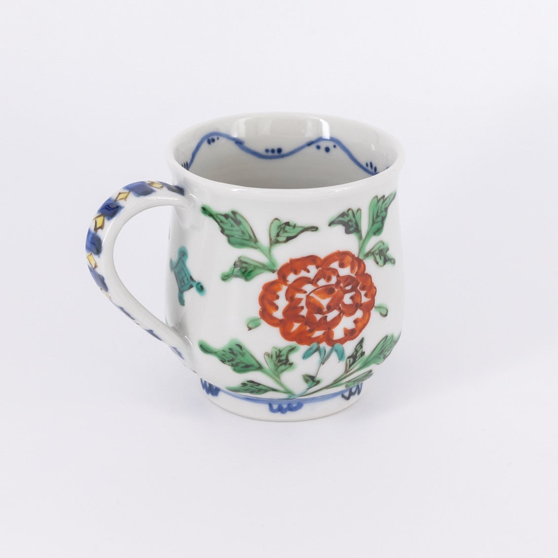 色絵染附 草花文マグカップ