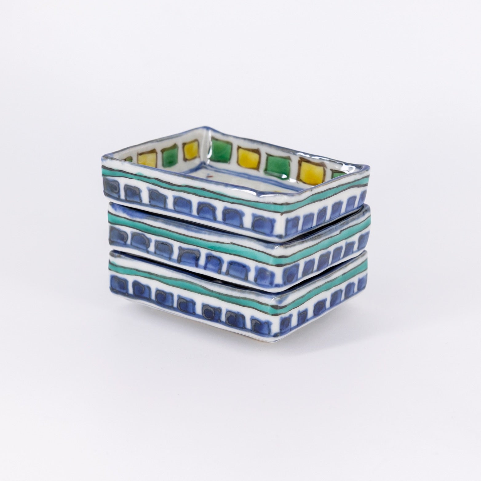 色絵染附 小花文四方豆小皿