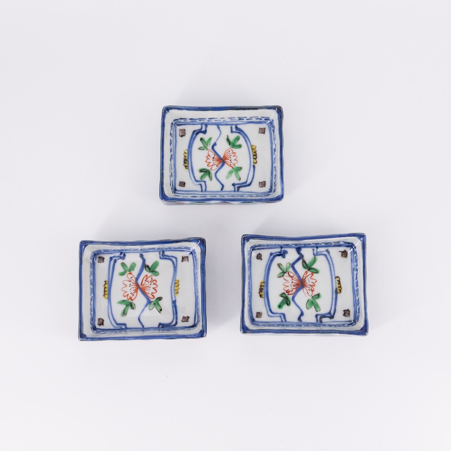 色絵染附 小花文四方豆小皿