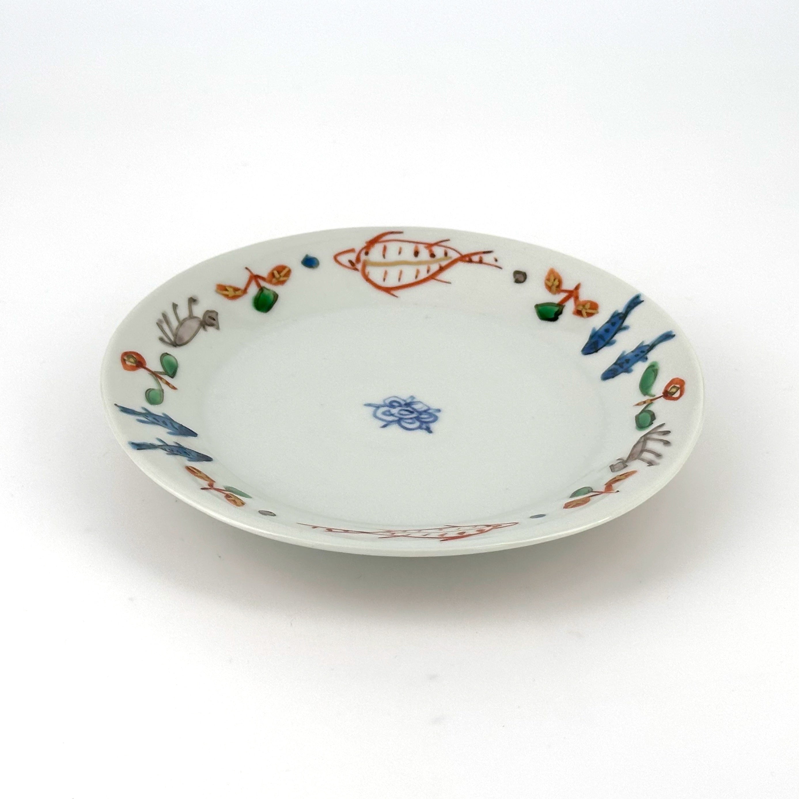 色絵染附 カンタ文5寸皿