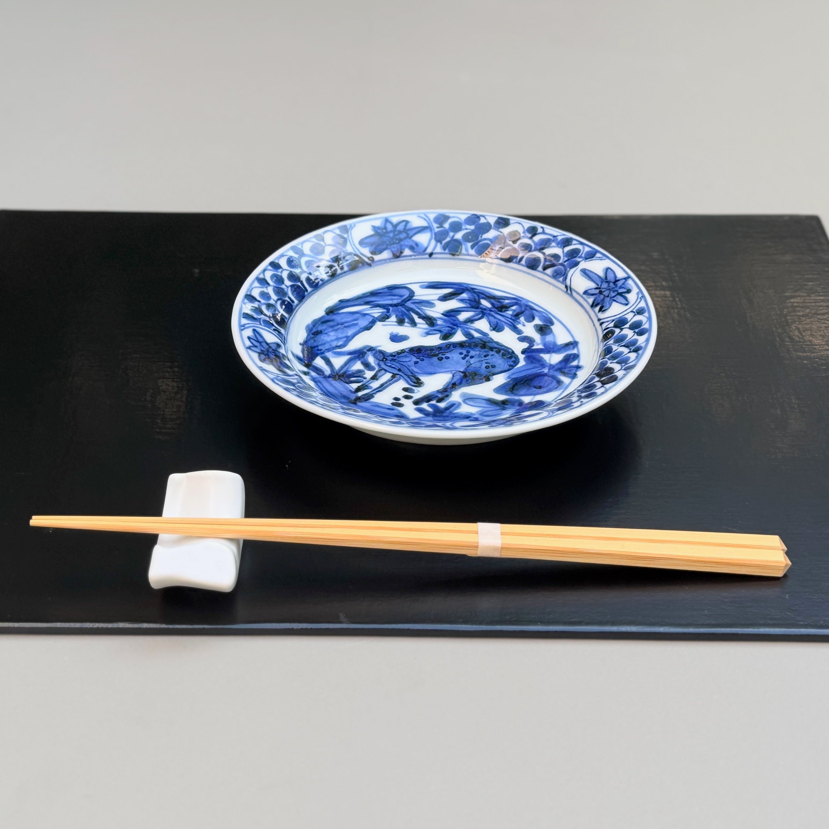 子鹿文青海波皿（５寸）