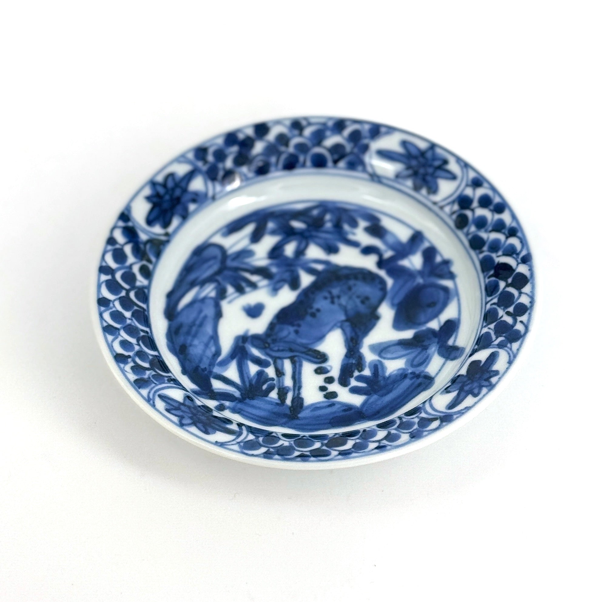 子鹿文青海波皿（５寸）