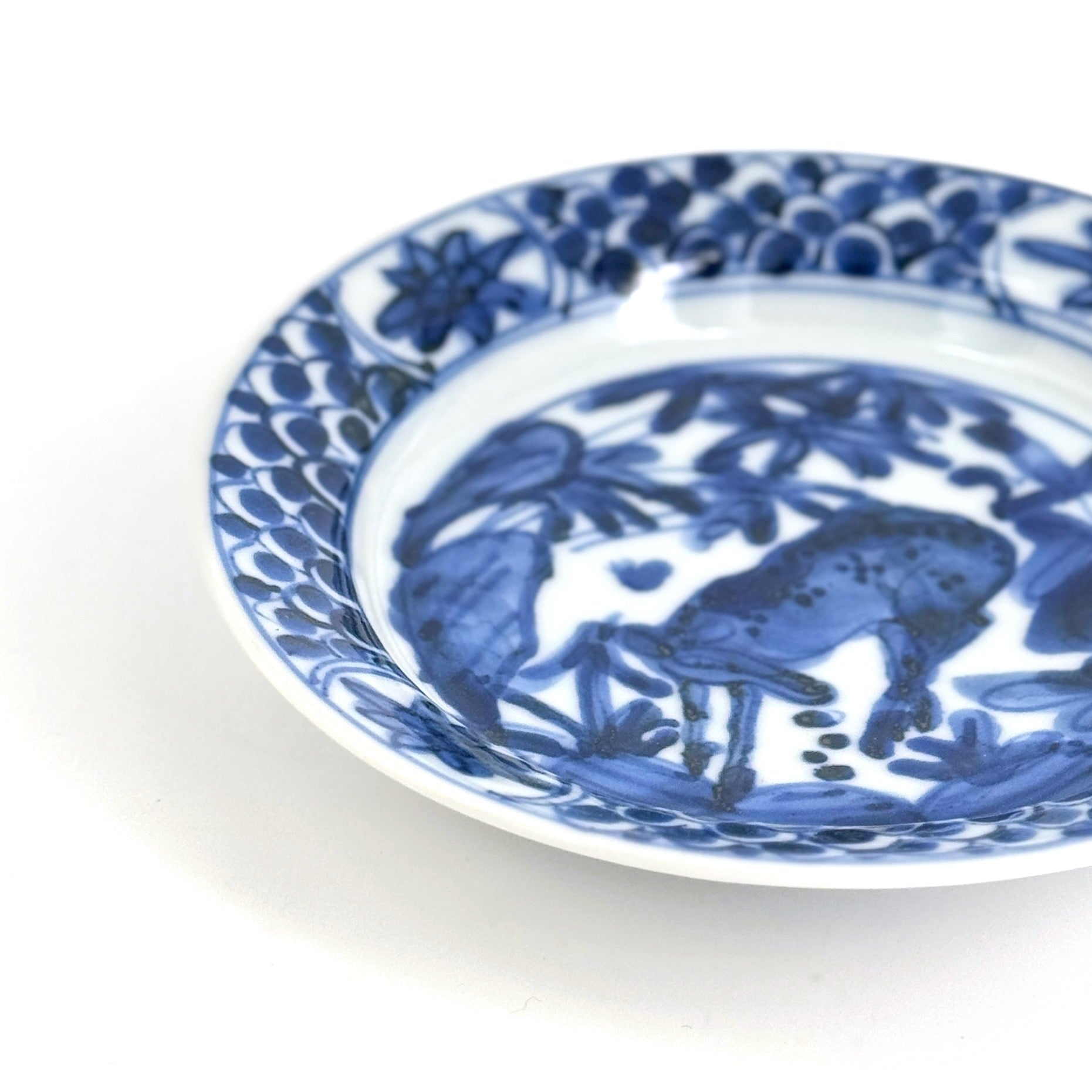 子鹿文青海波皿（５寸）