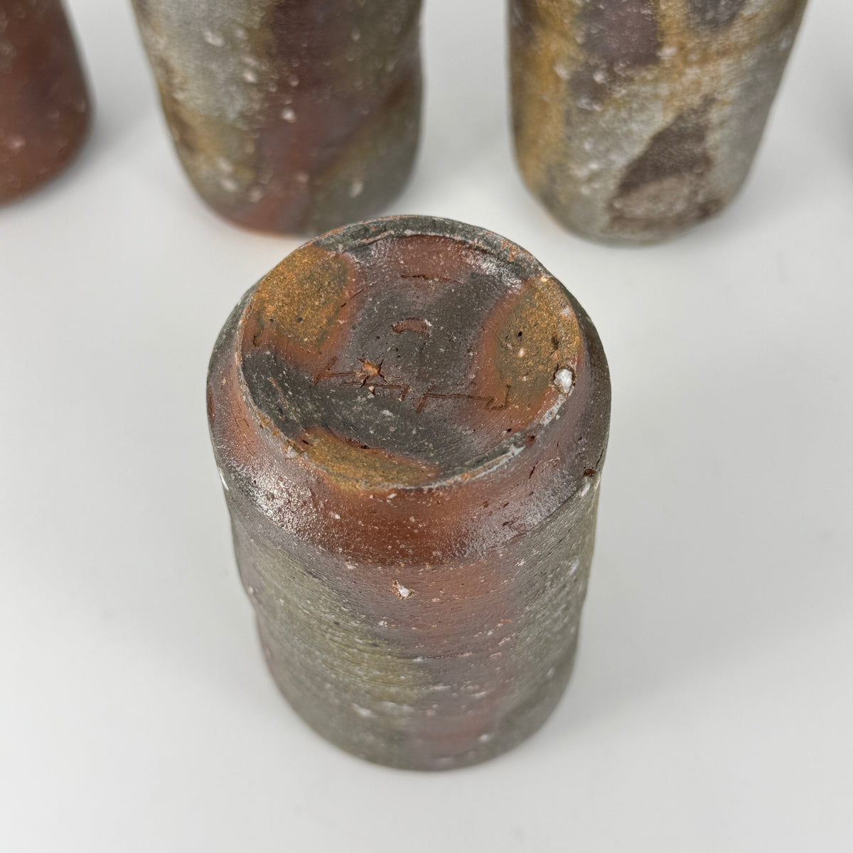36_穴窯筒湯呑み５つセット