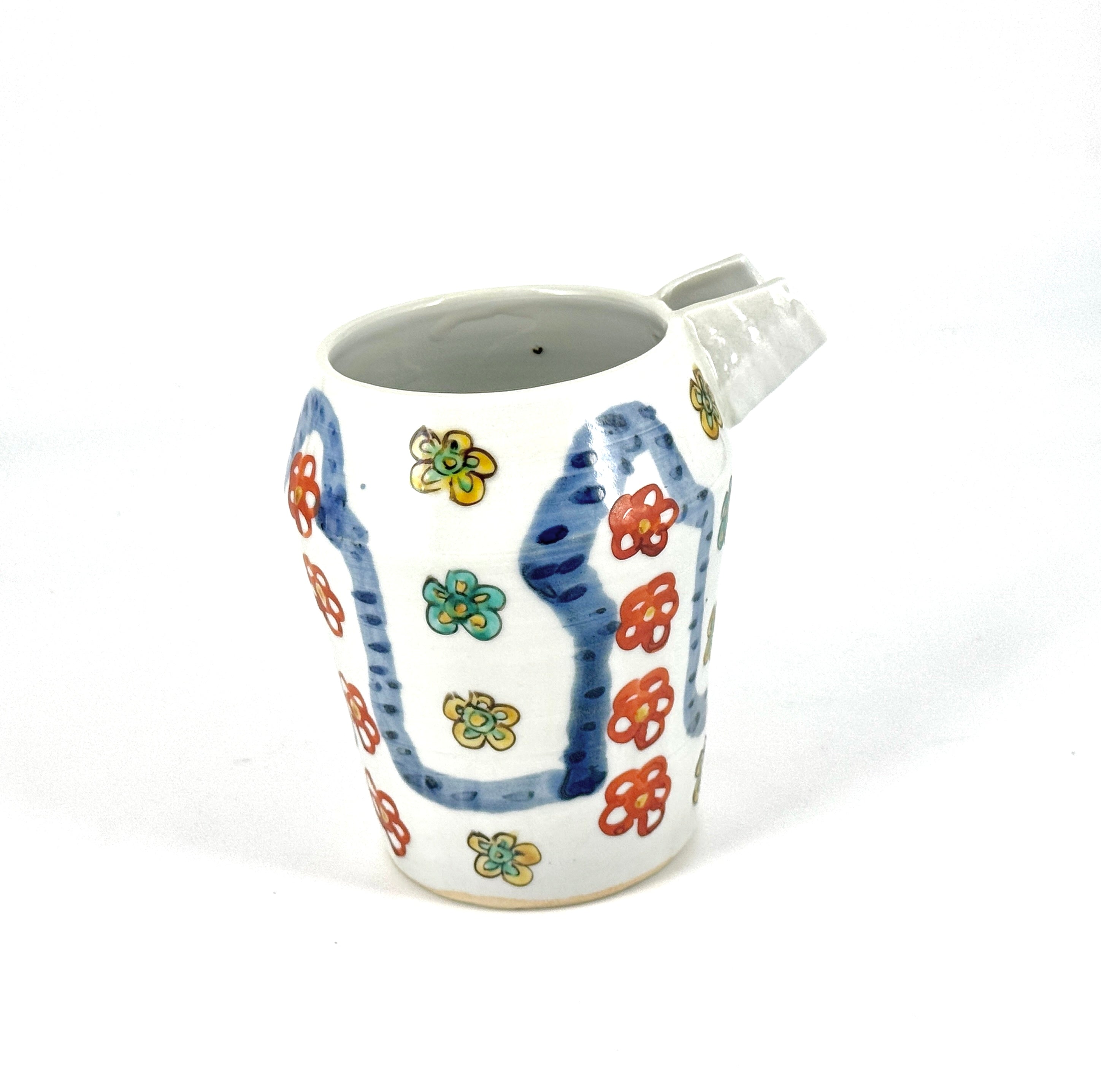 色絵染附片口A （花）
