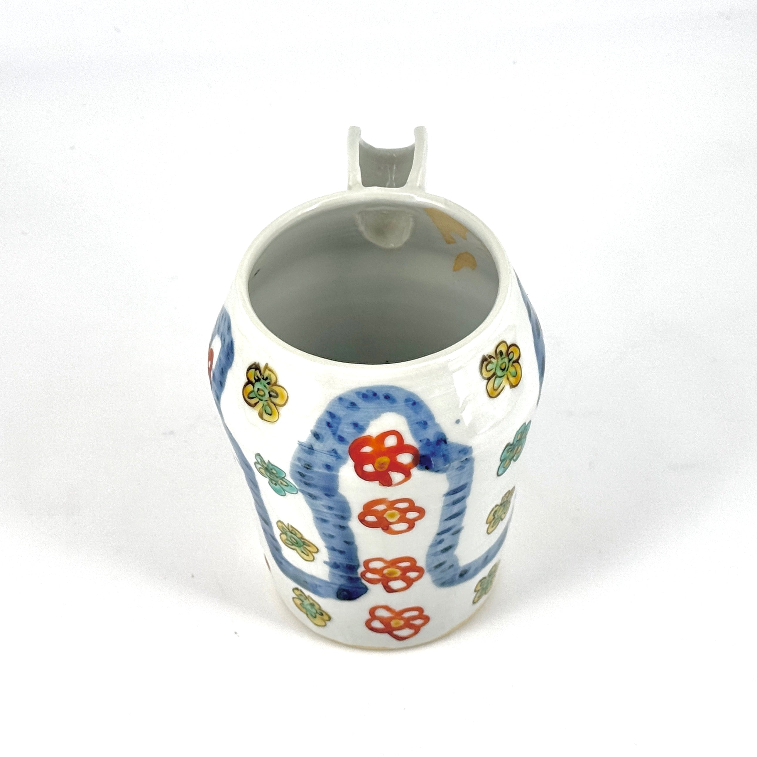 色絵染附片口A （花）