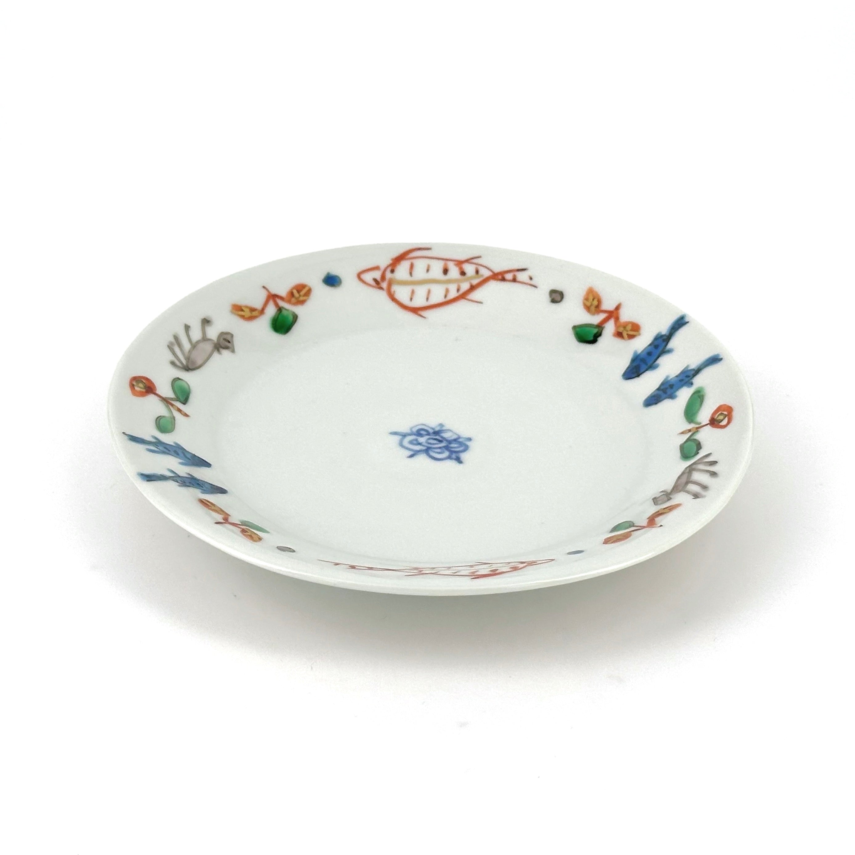 5-inch plate with Kanta design and colored dyeing