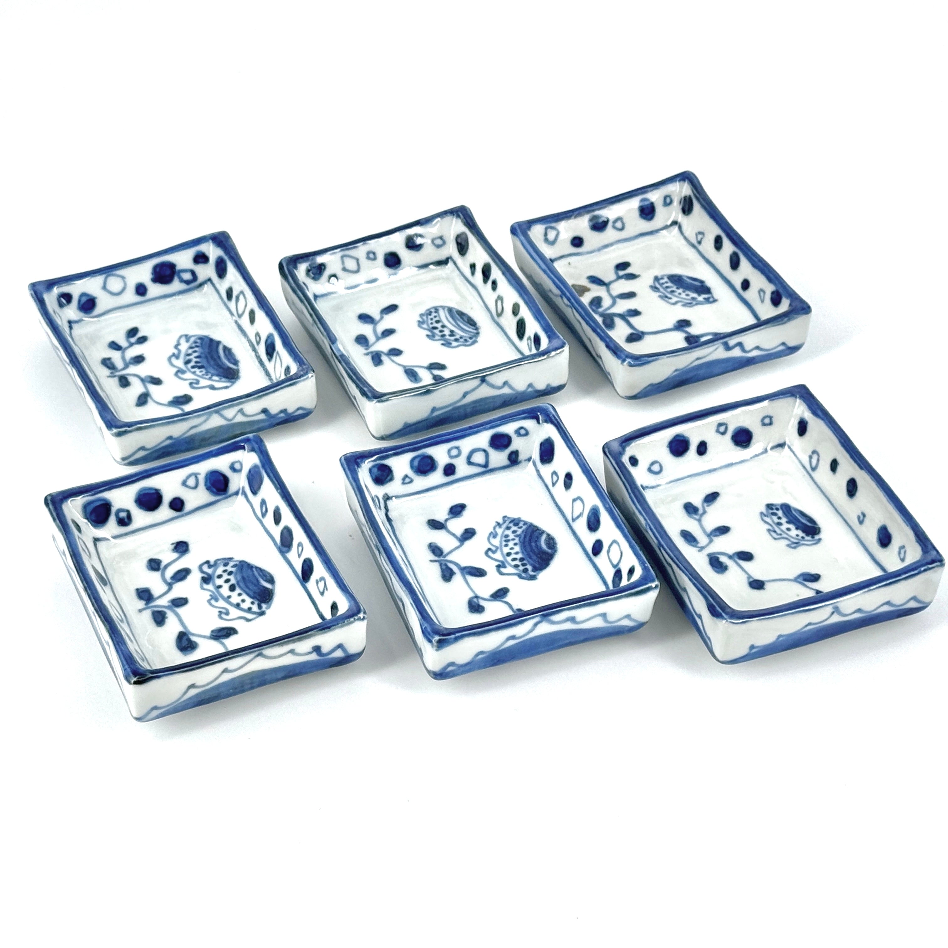 染附 貝文四方豆皿