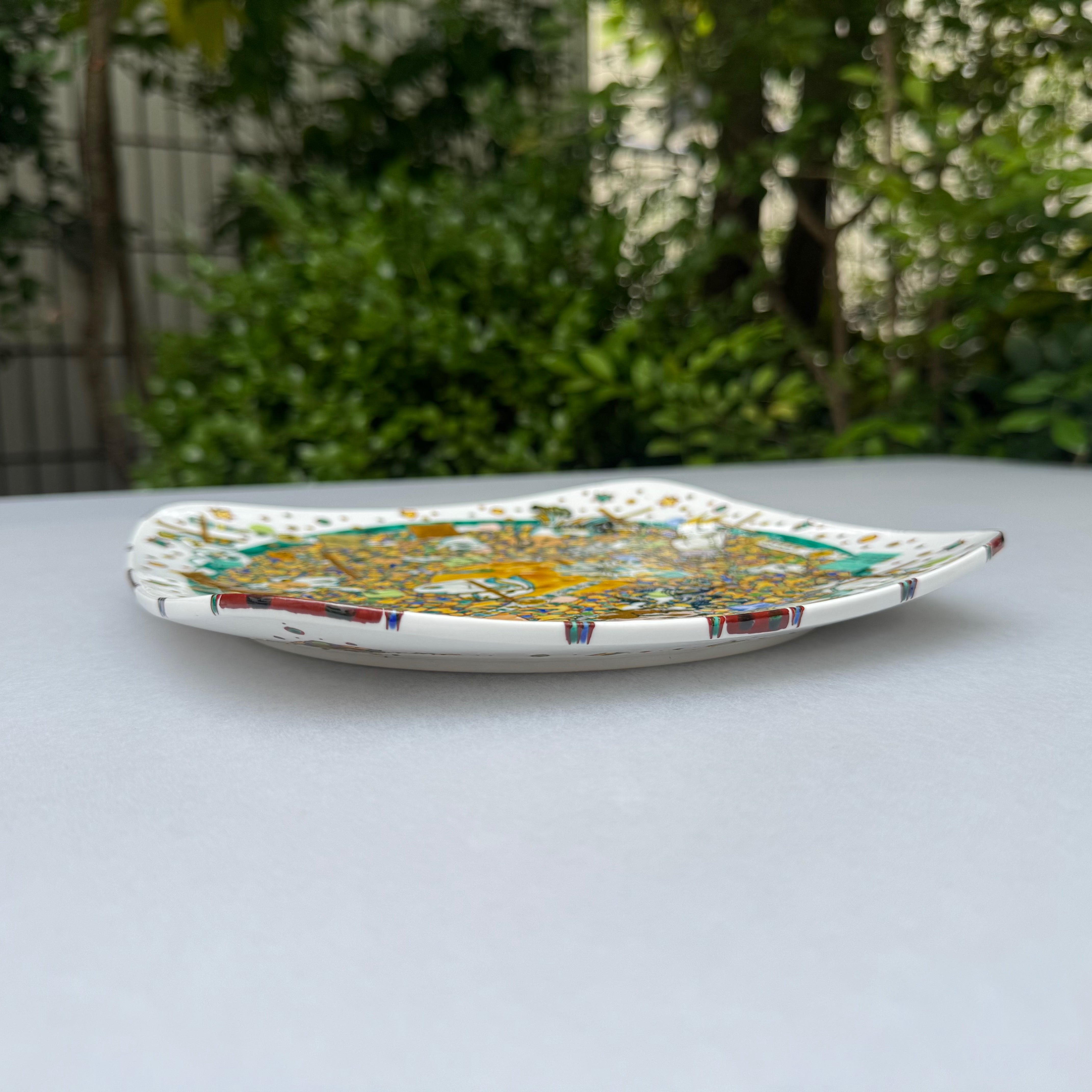23_色絵金彩コラージュ四角皿