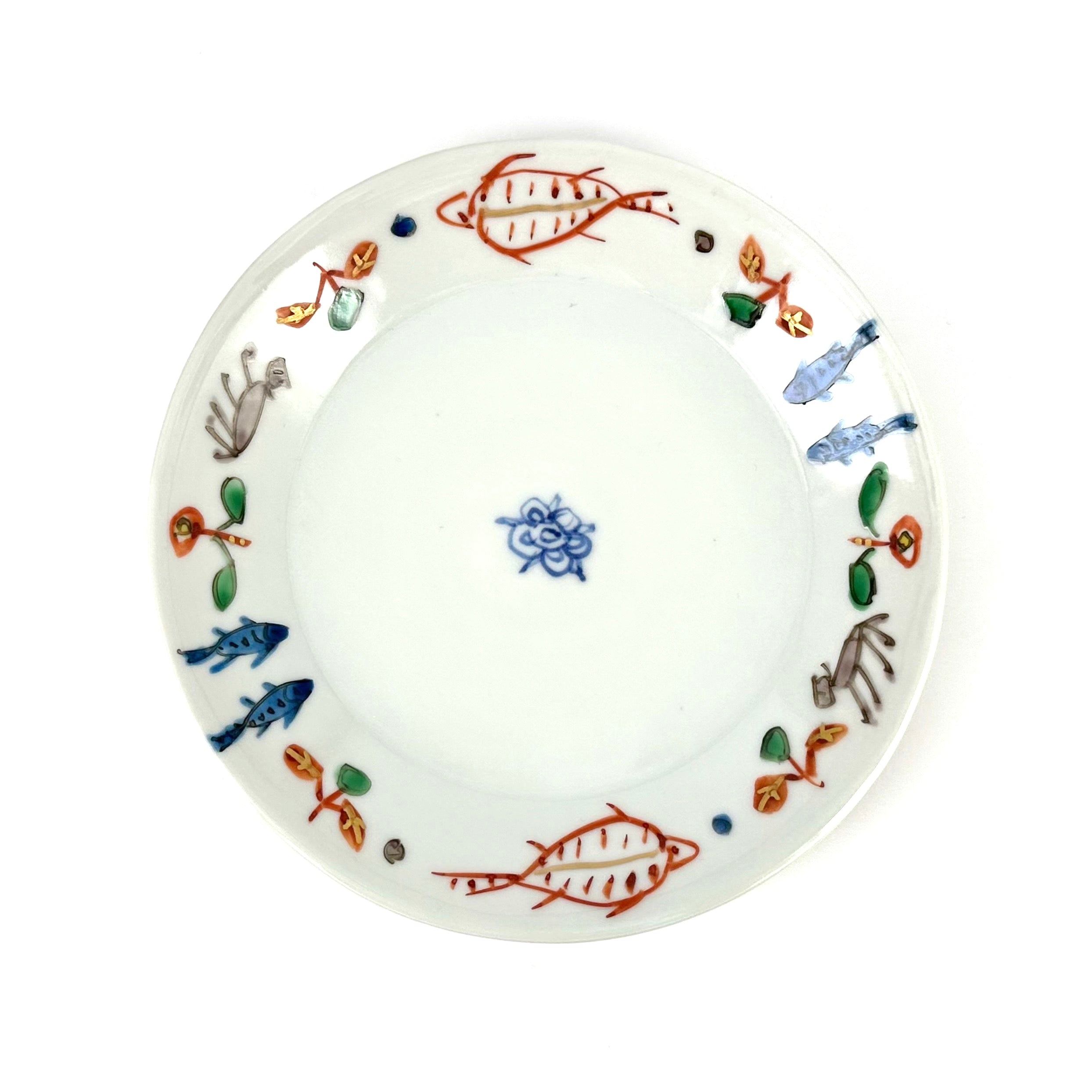 色絵染附 カンタ文5寸皿