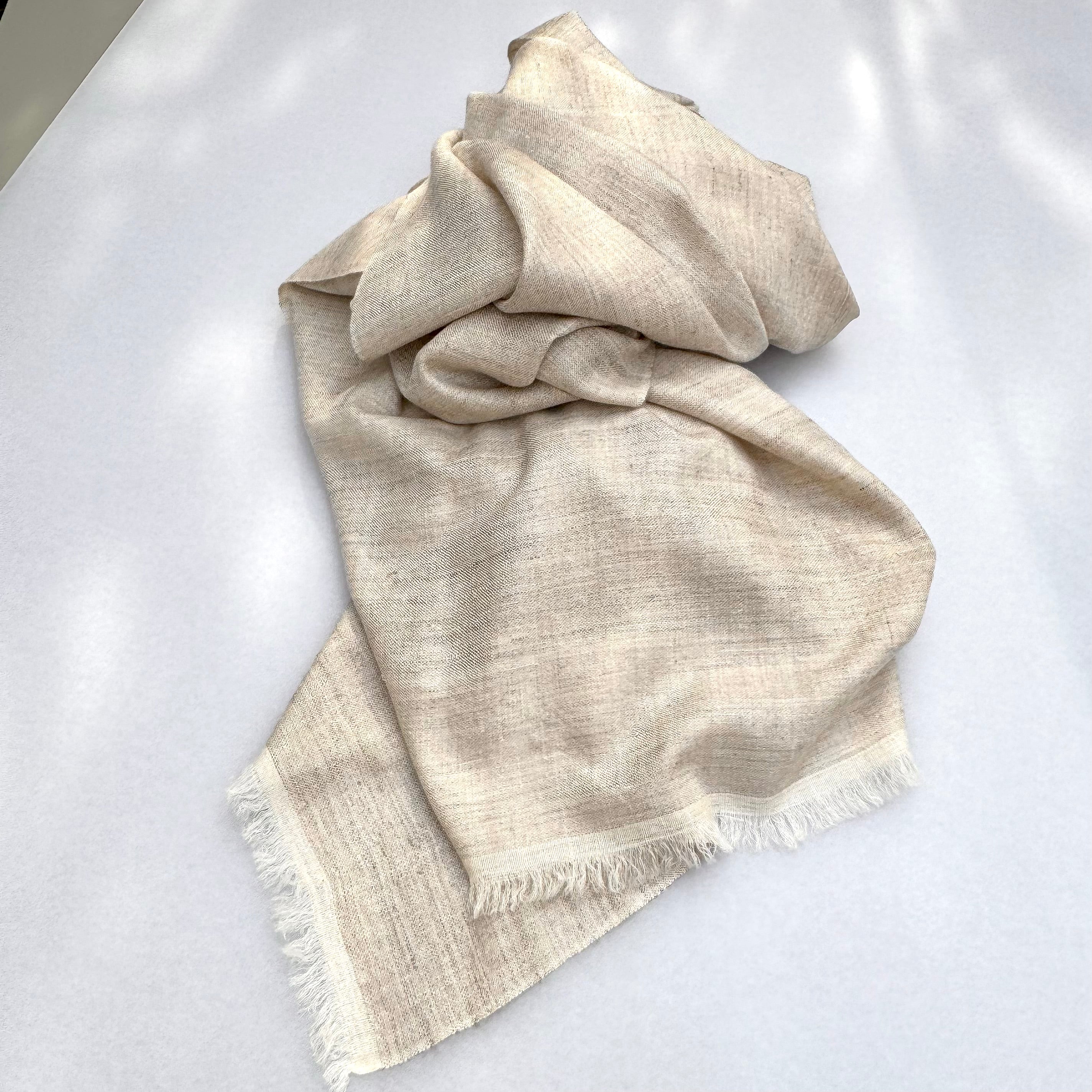 Hand-spun plain white pashmina shawl